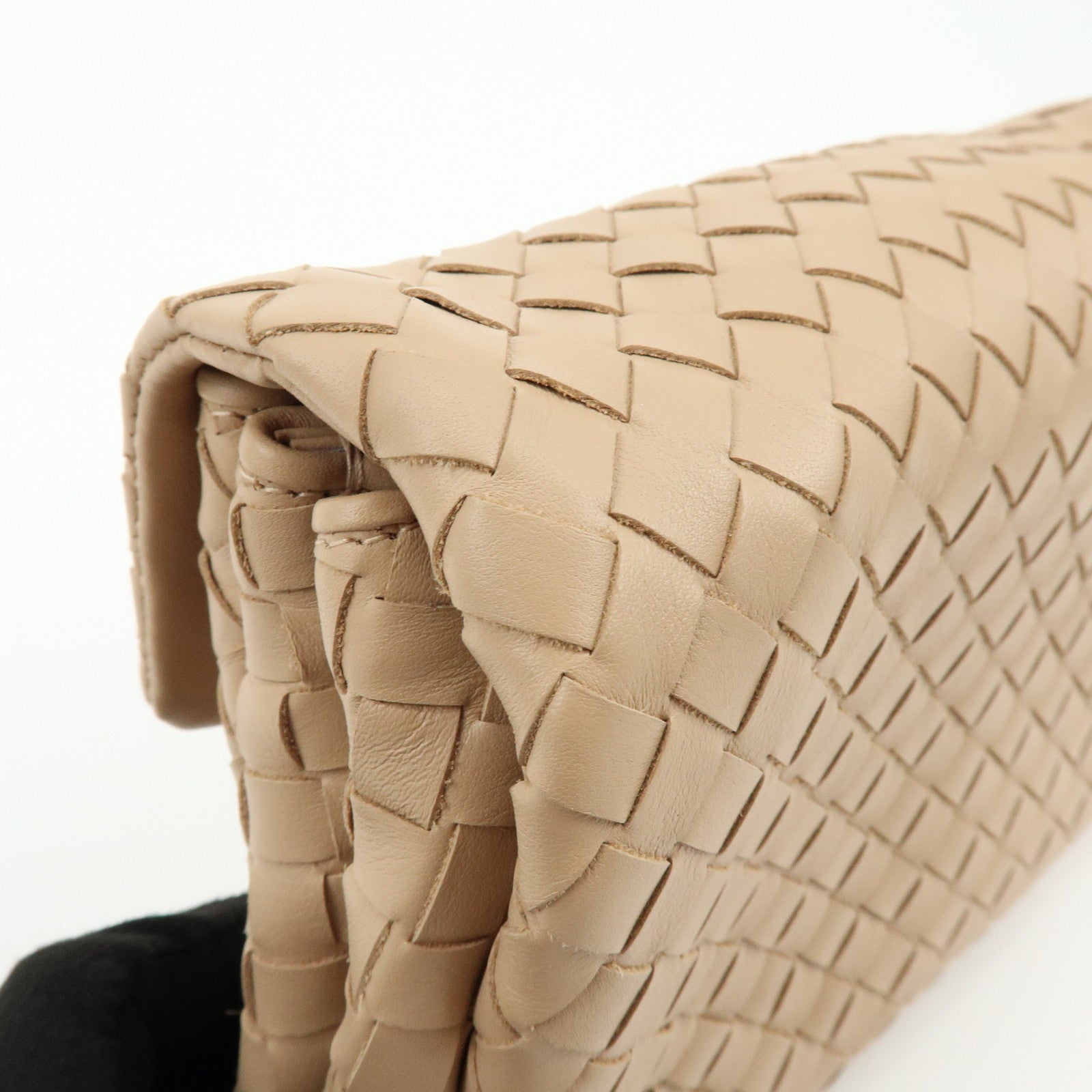 BOTTEGA VENETA Intrecciato Nappa Leather Clutch Bag Beige
