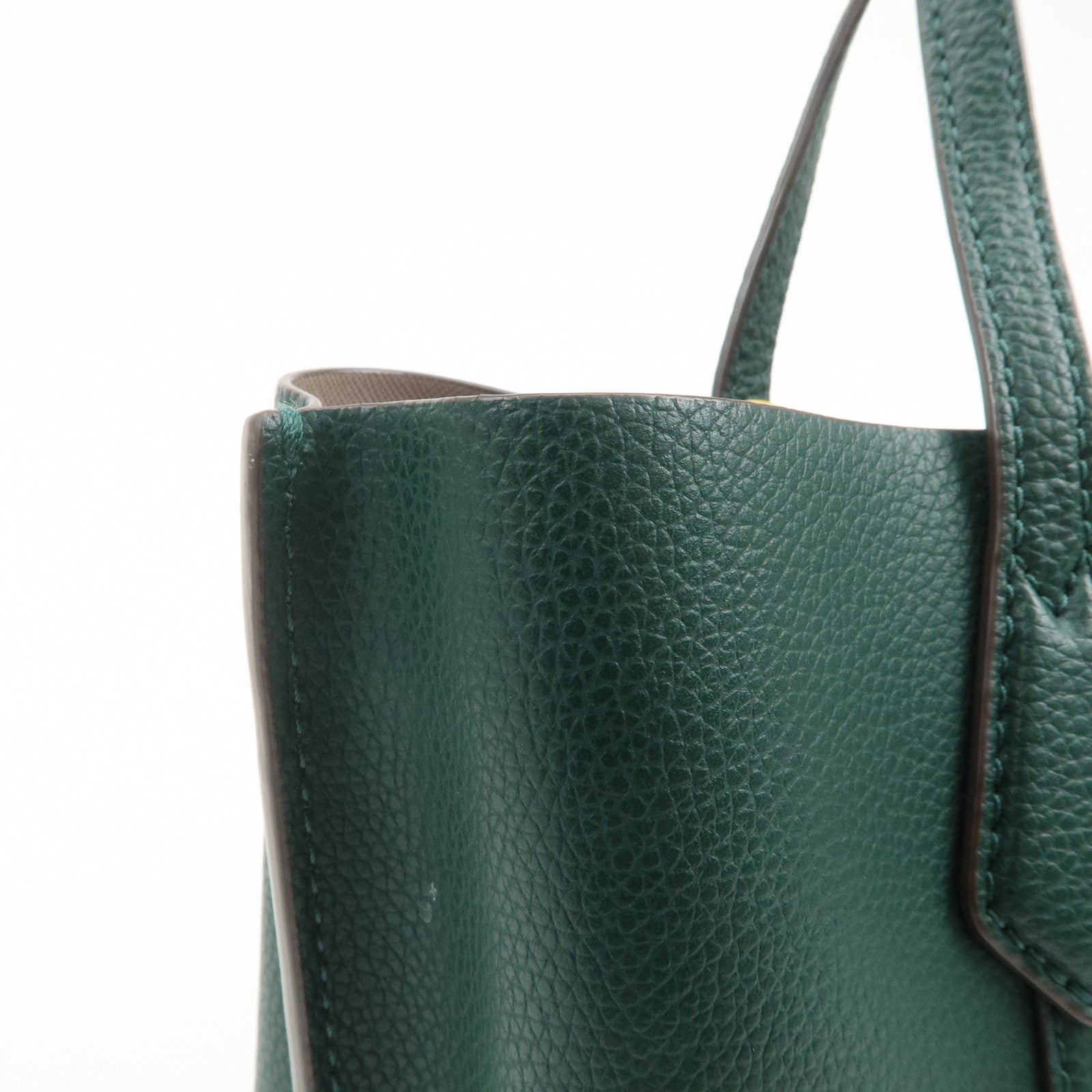 TORY BURCH Perry Logo Leather 2Way Bag Hand Bag Shoulder Bag Green