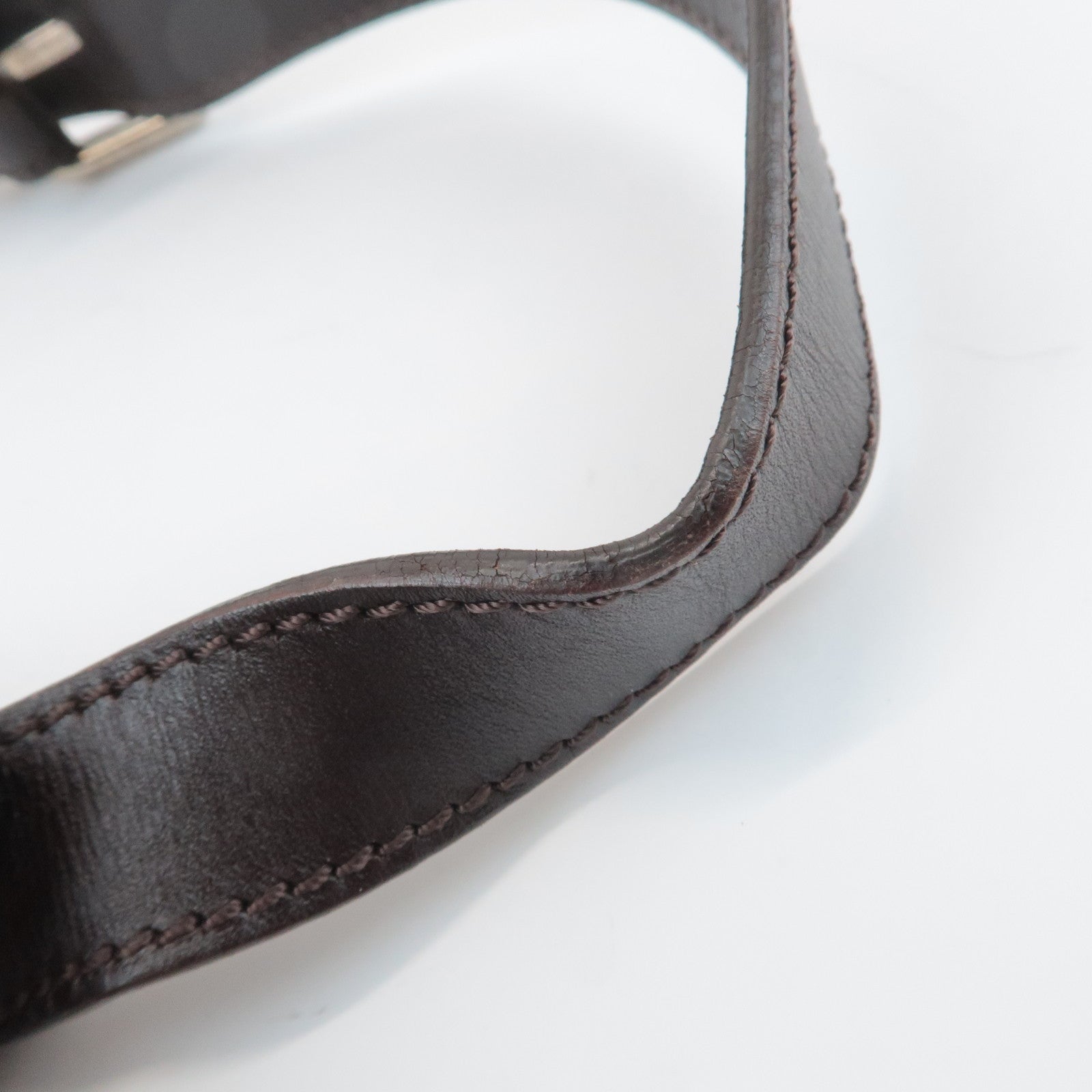 FENDI Zebra Leather Canvas Shoulder Bag Hand Bag Black Brown Used