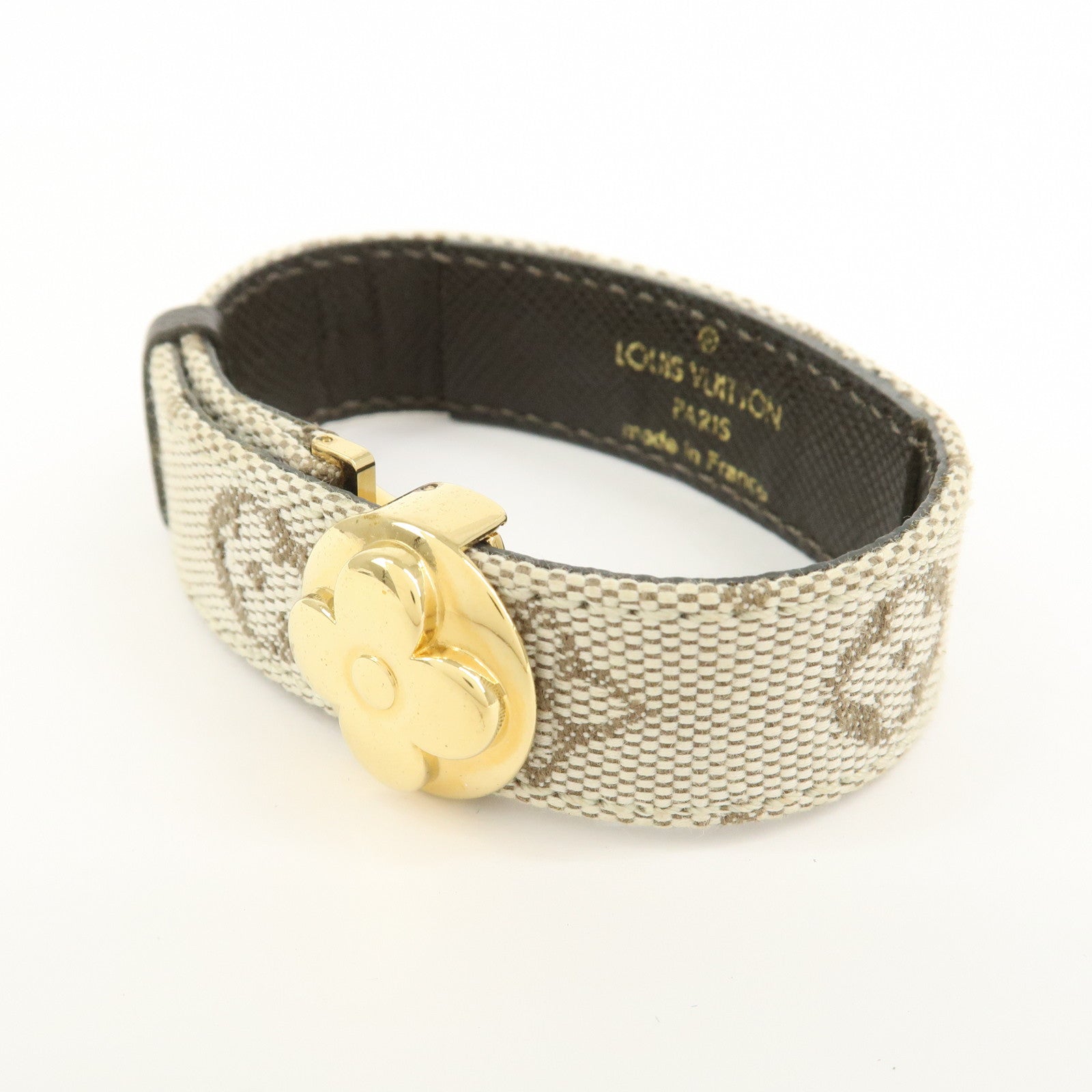 Louis Vuitton Monogram Mini Canvas Good Luck Bracelet Khaki M64458