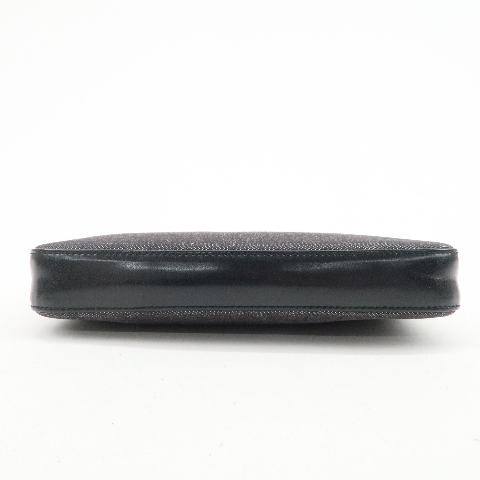 BVLGARI LOGO Mania Canvas Leather Shoulder Bag Hand Bag Black