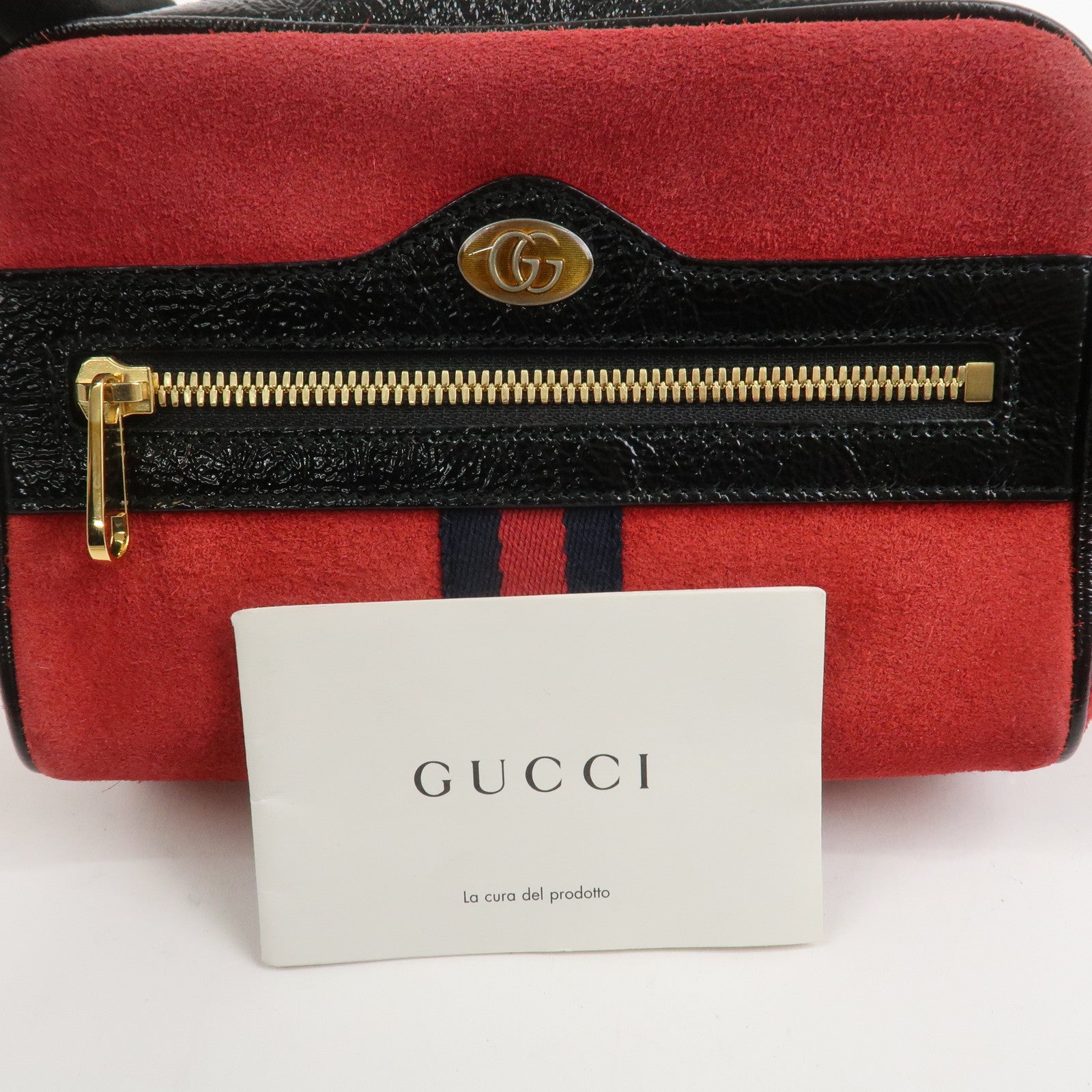 GUCCI Sherry GG Marmont Suede Waist Pouch Body Bag Red Black 517076
