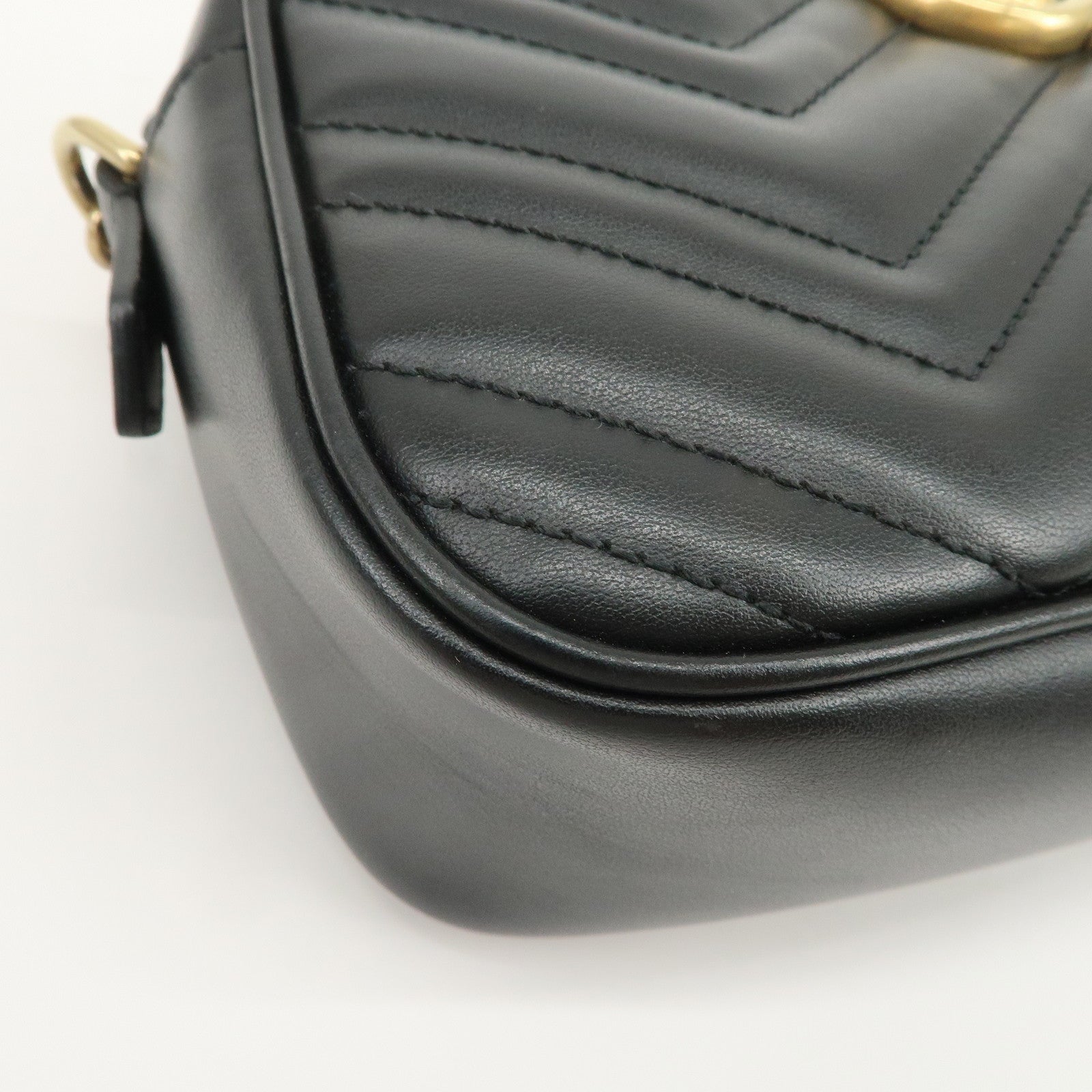GUCCI GG Marmont Leather Shoulder Bag Crossbody Bag Black 447632