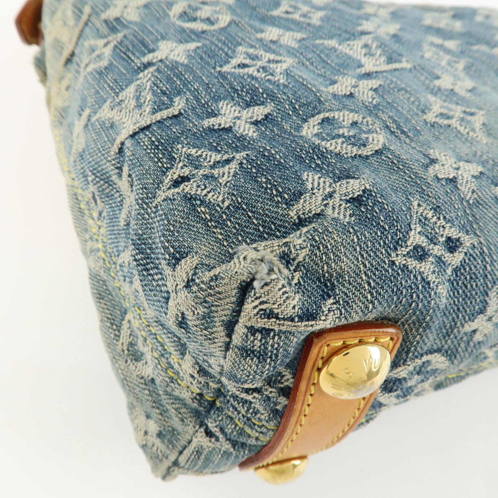 Louis Vuitton Monogram Denim Baggy PM 2Way Shoulder Bag Blue M95049 Used