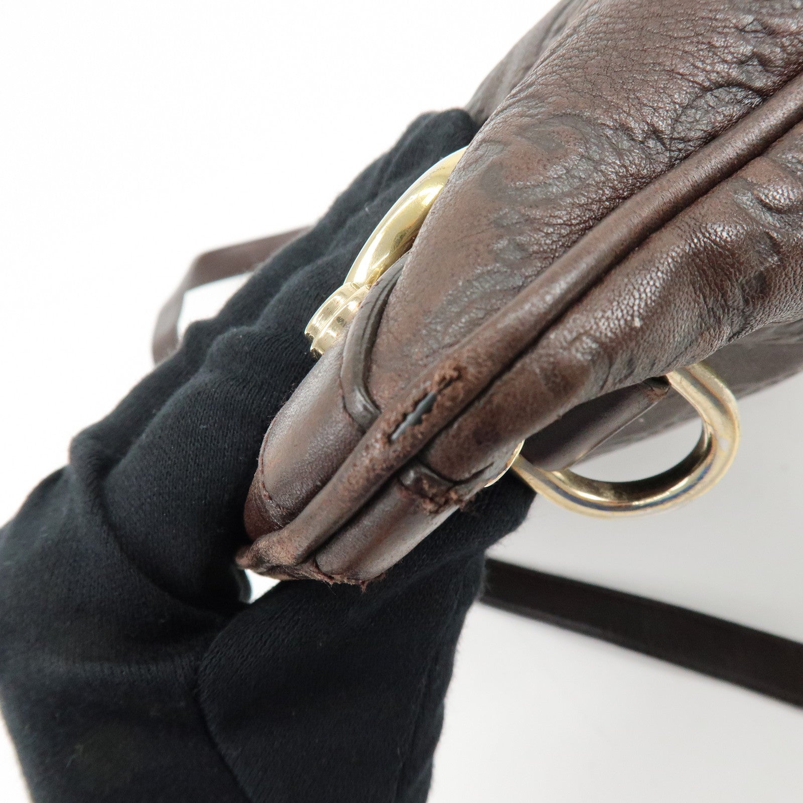 GUCCI Abbey Leather Shoulder Bag Crossbody Bag Brown 131326