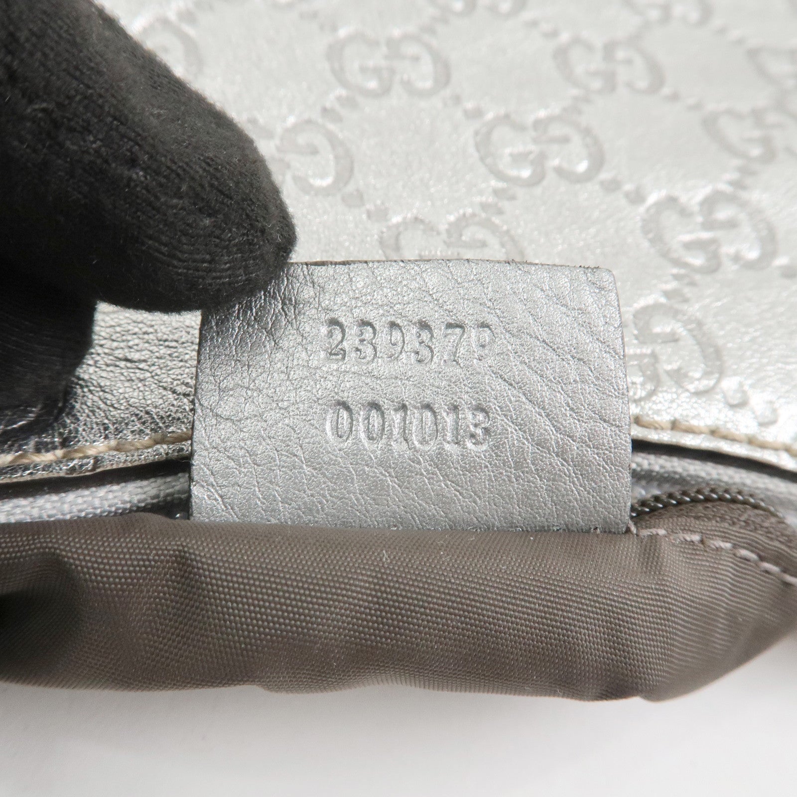 GUCCI Guccissima Leather Shoulder Bag Hand Bag Silver 239379
