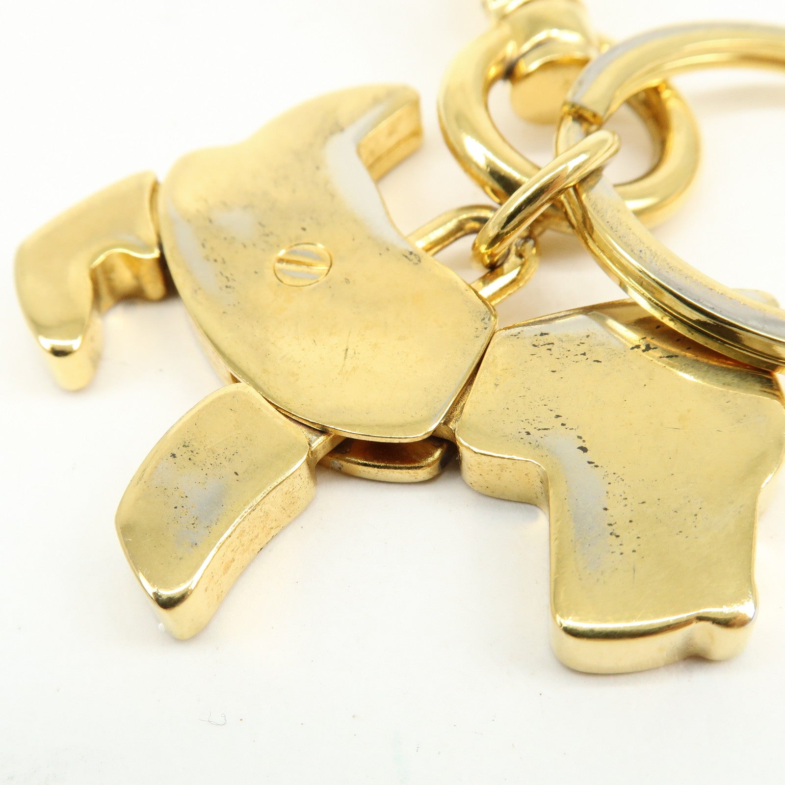 PRADA Dog Motif Metal Bag Charm Key Holder Black