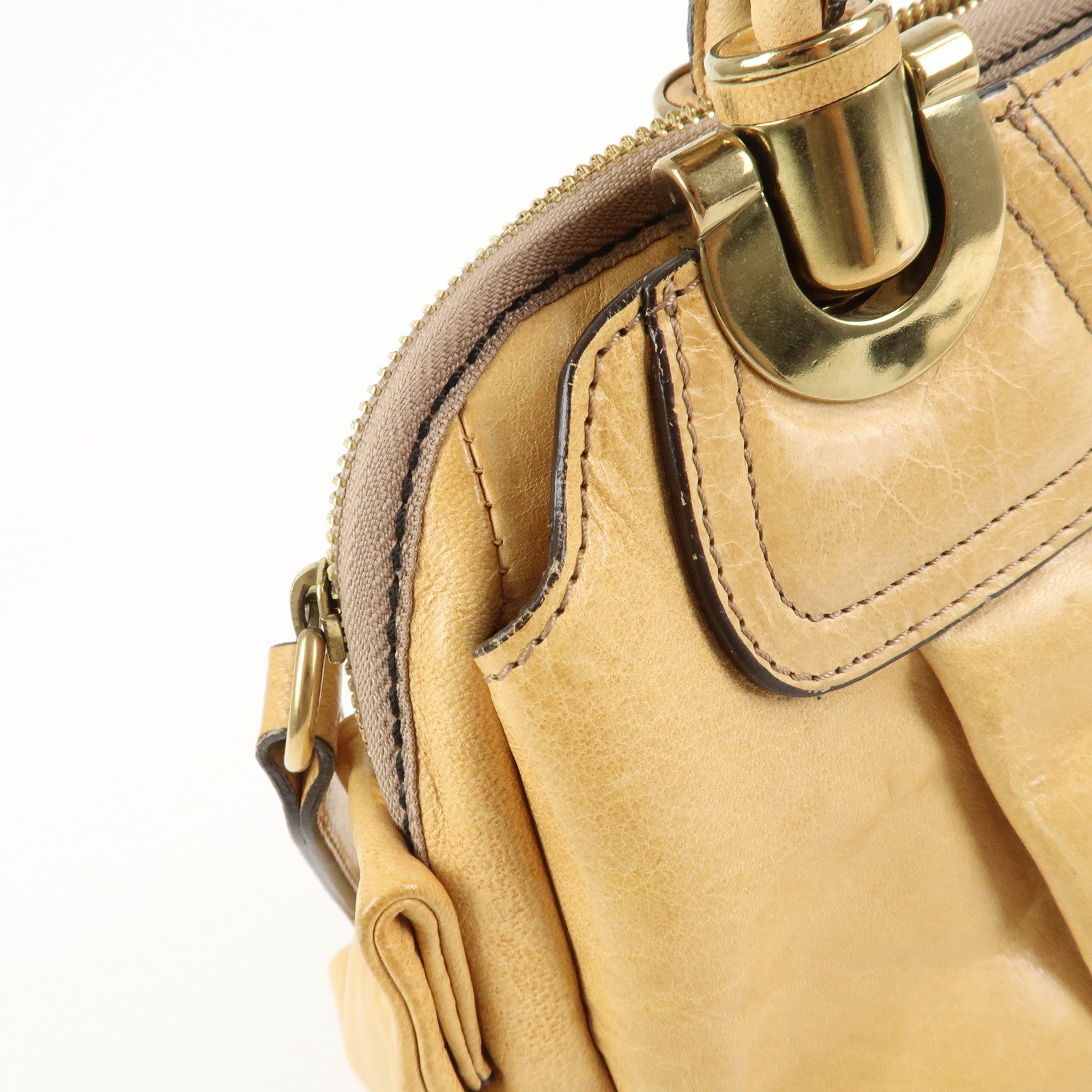 Chloe Heloise Shoulder Bag Hand Bag Beige Gold Hardware Used