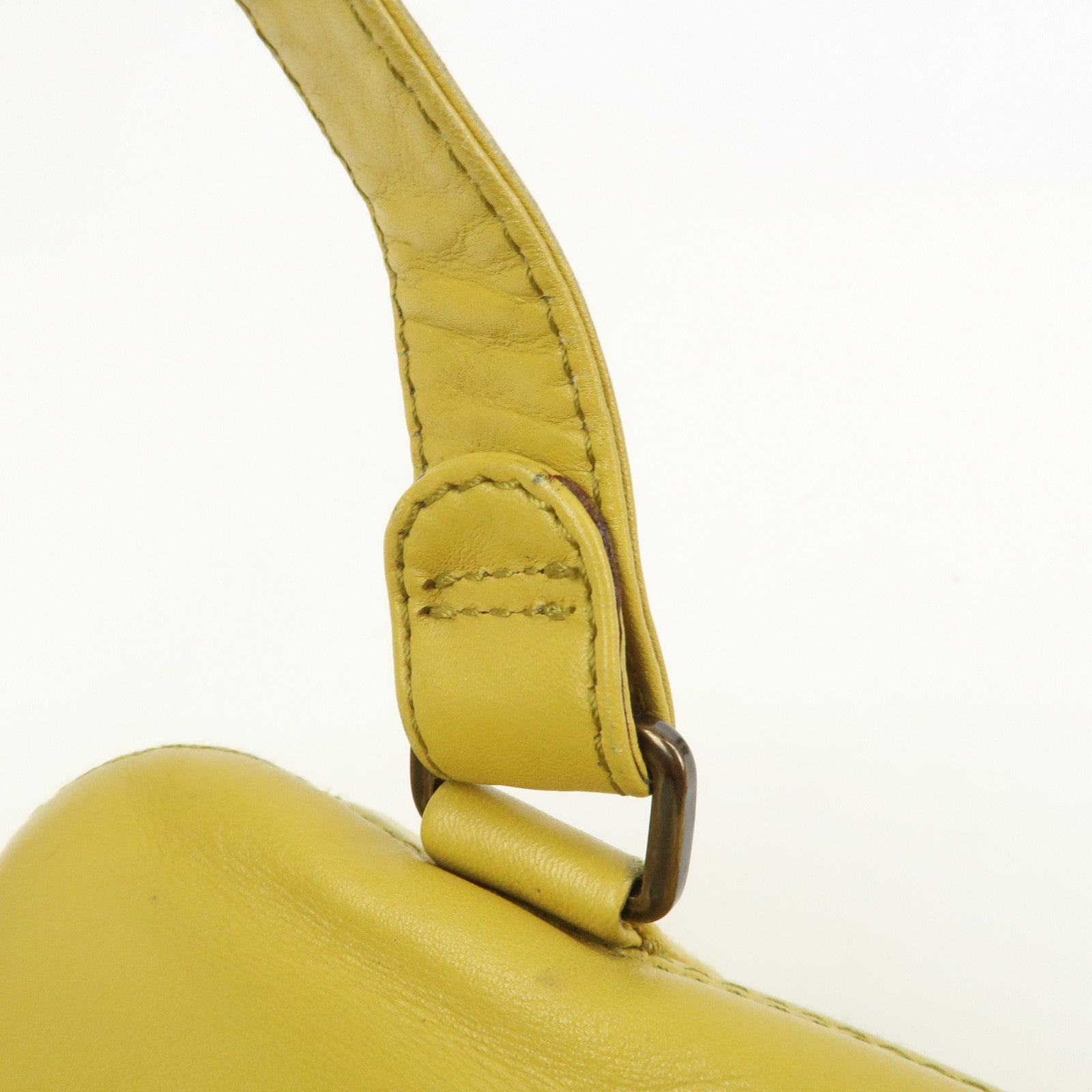 CHANEL COCO Mark Lamb Skin Back Pack Ruck Suck Yellow