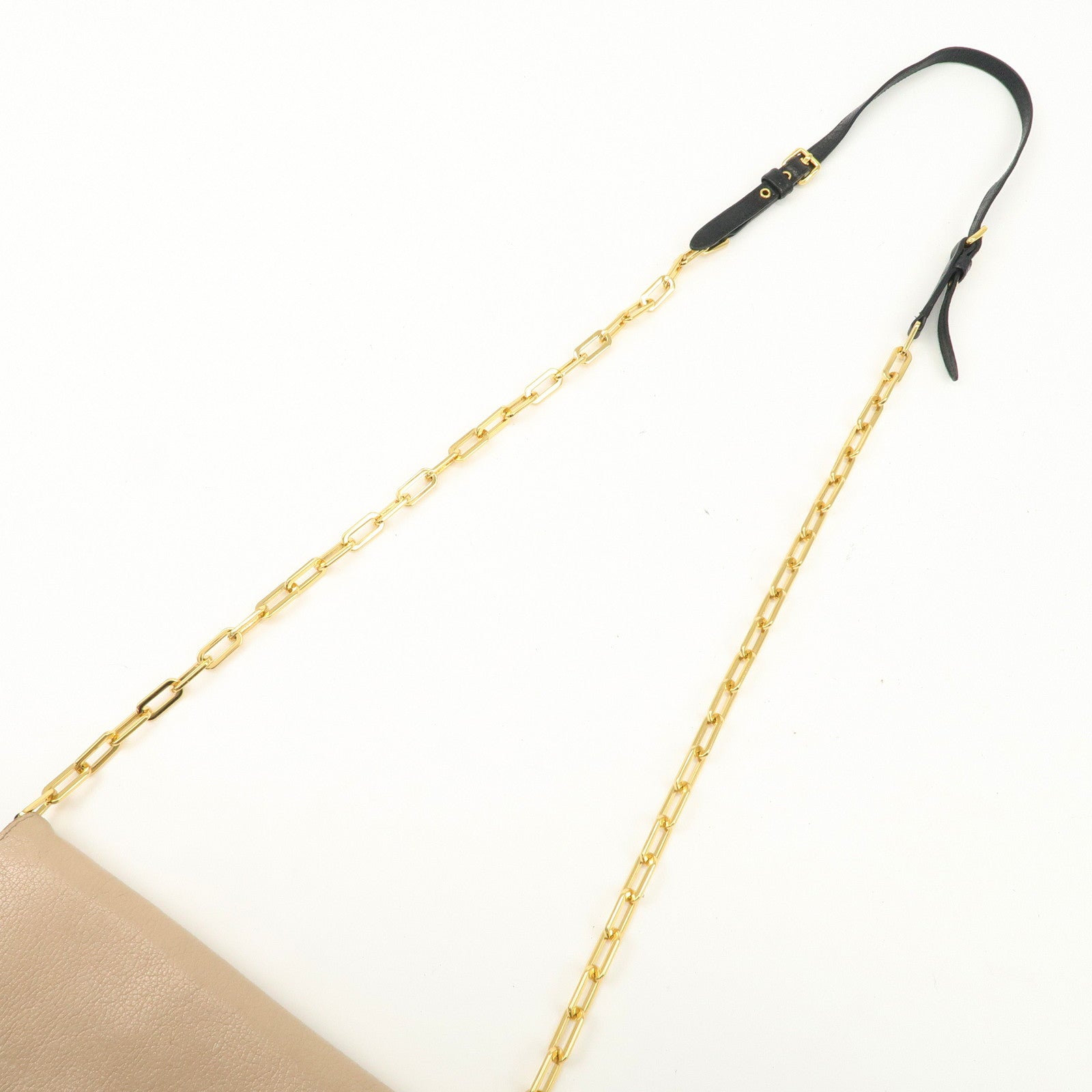 MIU MIU MADRAS Leather Chain Shoulder Wallet WOC Beige Black 5M1290