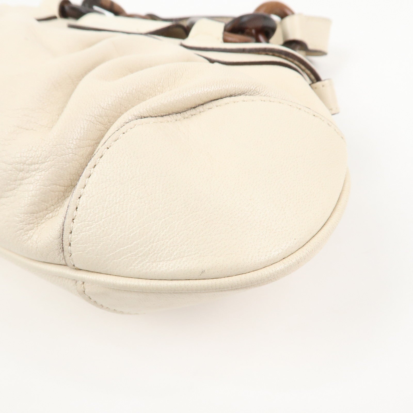 Ferragamo Leather 2 Way Bag Hand Bag Shoulder Bag Ivory