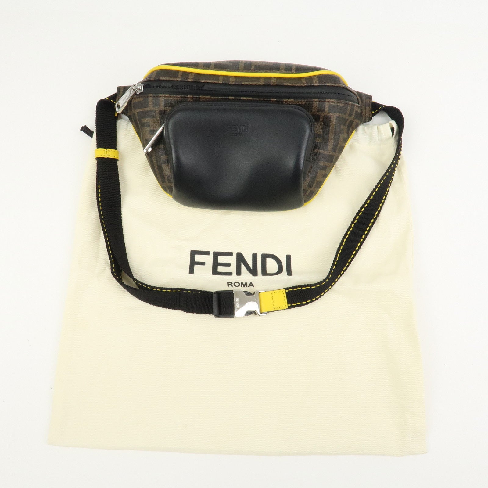 FENDI Zucca Seleria Logo PVC Leather Waist Bag Body Bag 7VA446