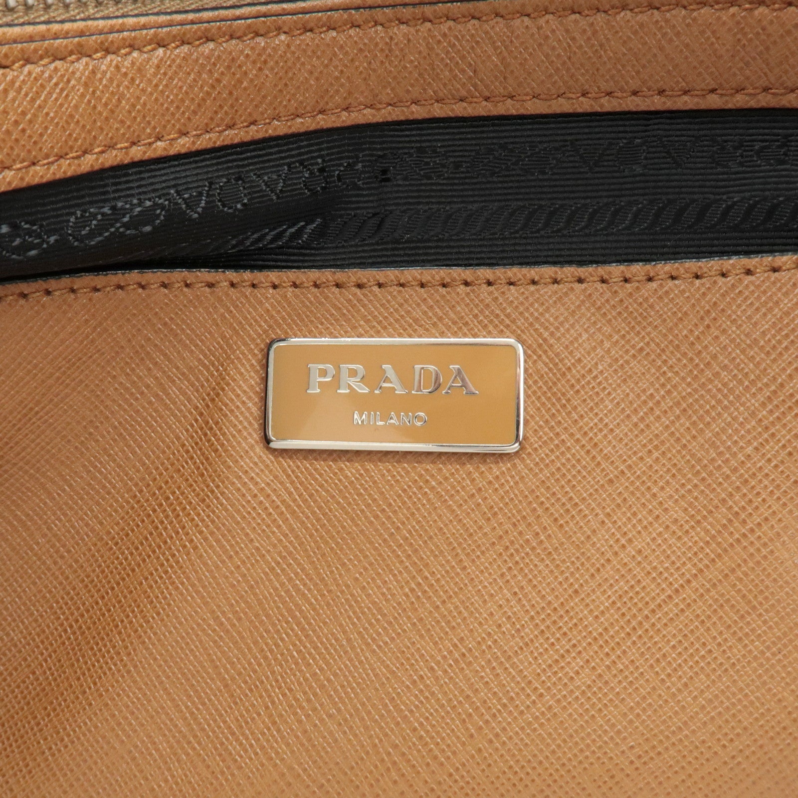 PRADA Triangle Logo Saffiano Leather 2Way Tote Bag Brown BN2666
