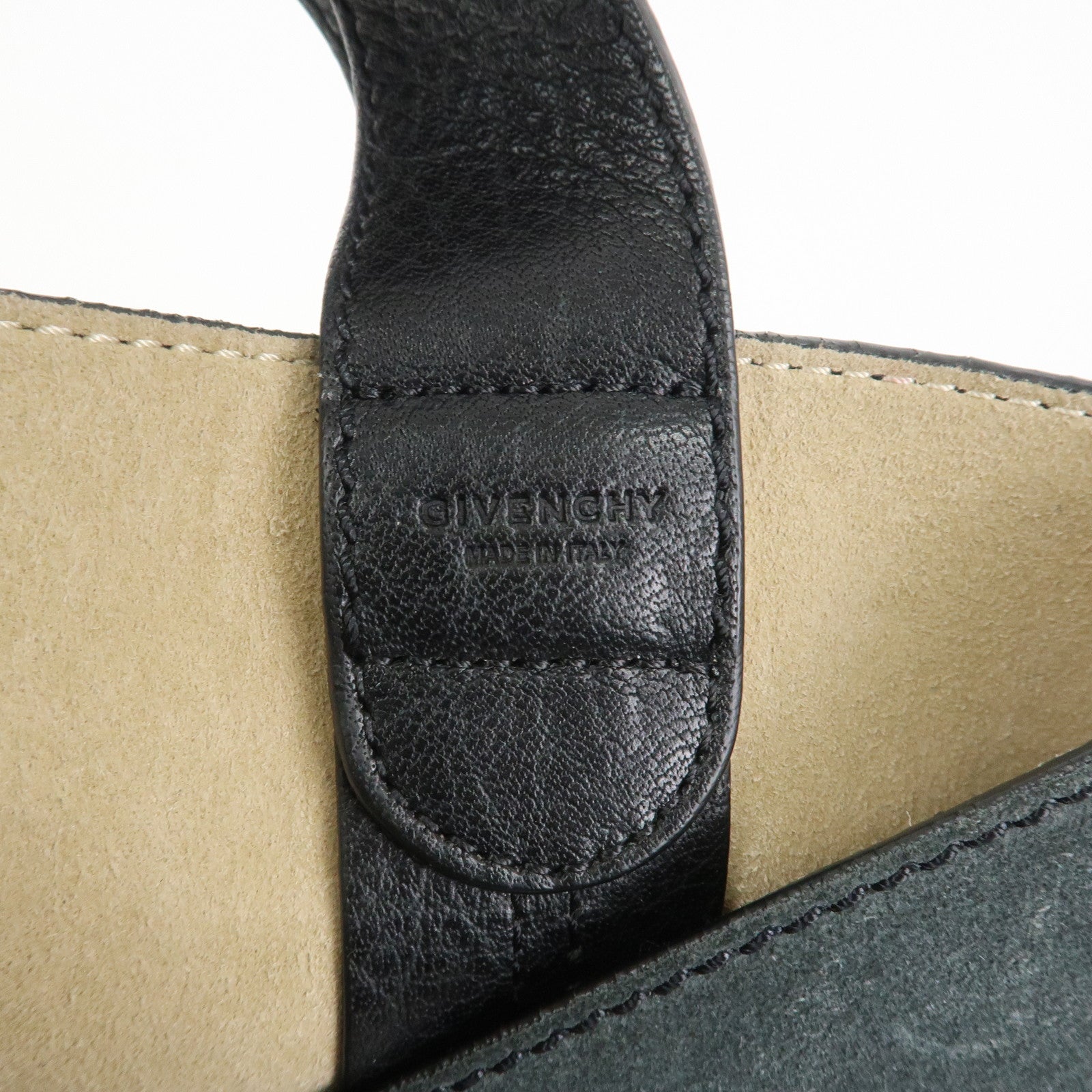 GIVENCHY Suede Leather Hand Bag Shoulder Bag Gray Bordeaux Black