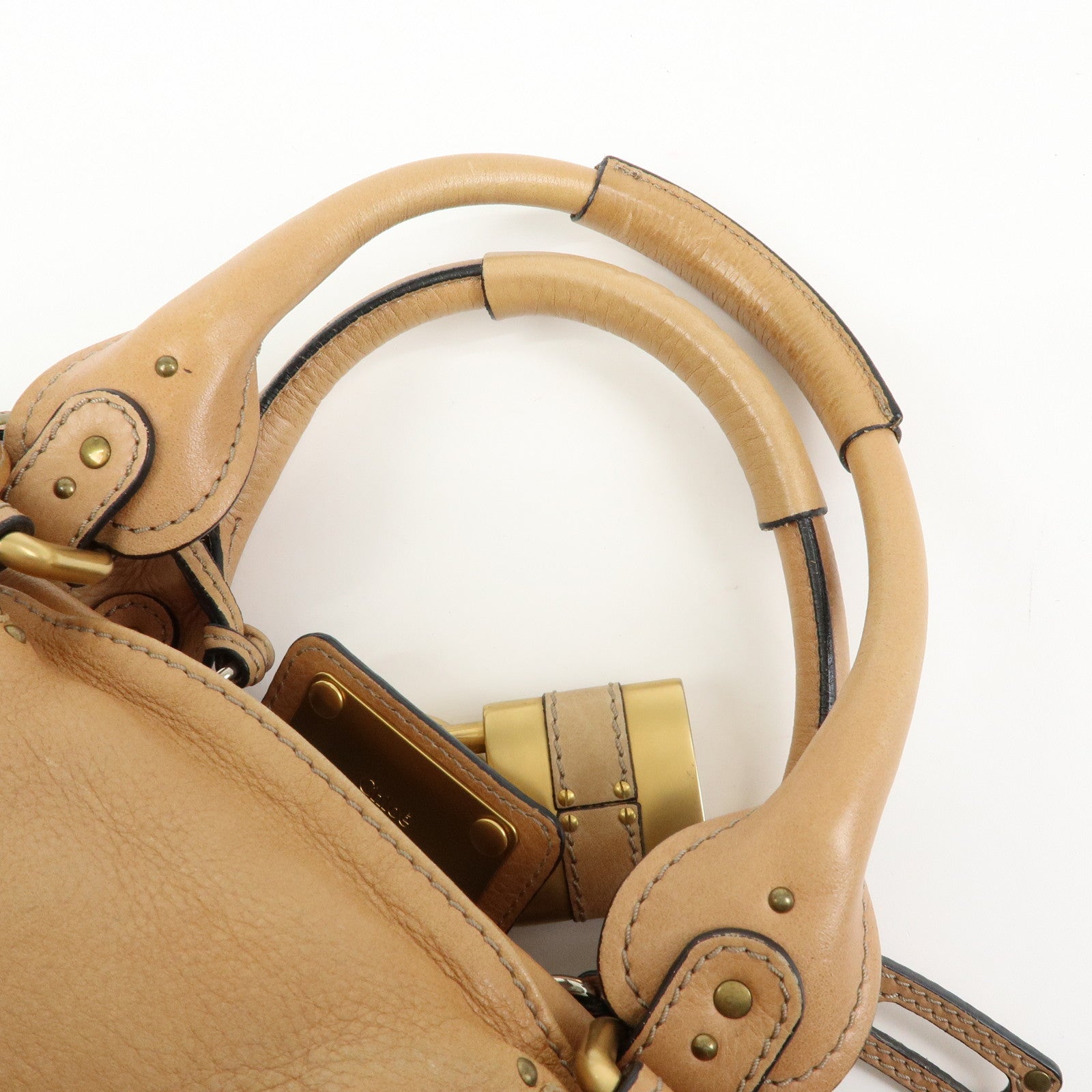 Chloe Paddington Leather Medium Shoulder Bag Boston Bag Light Brown