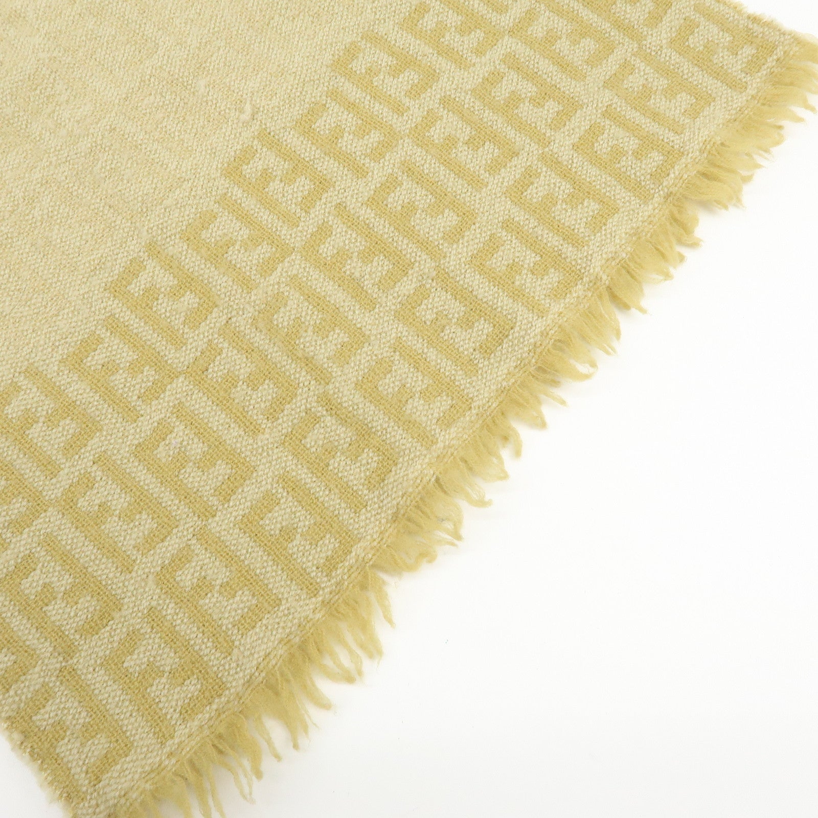 FENDI Zucca Wool 100% Scarf Yellow Beige