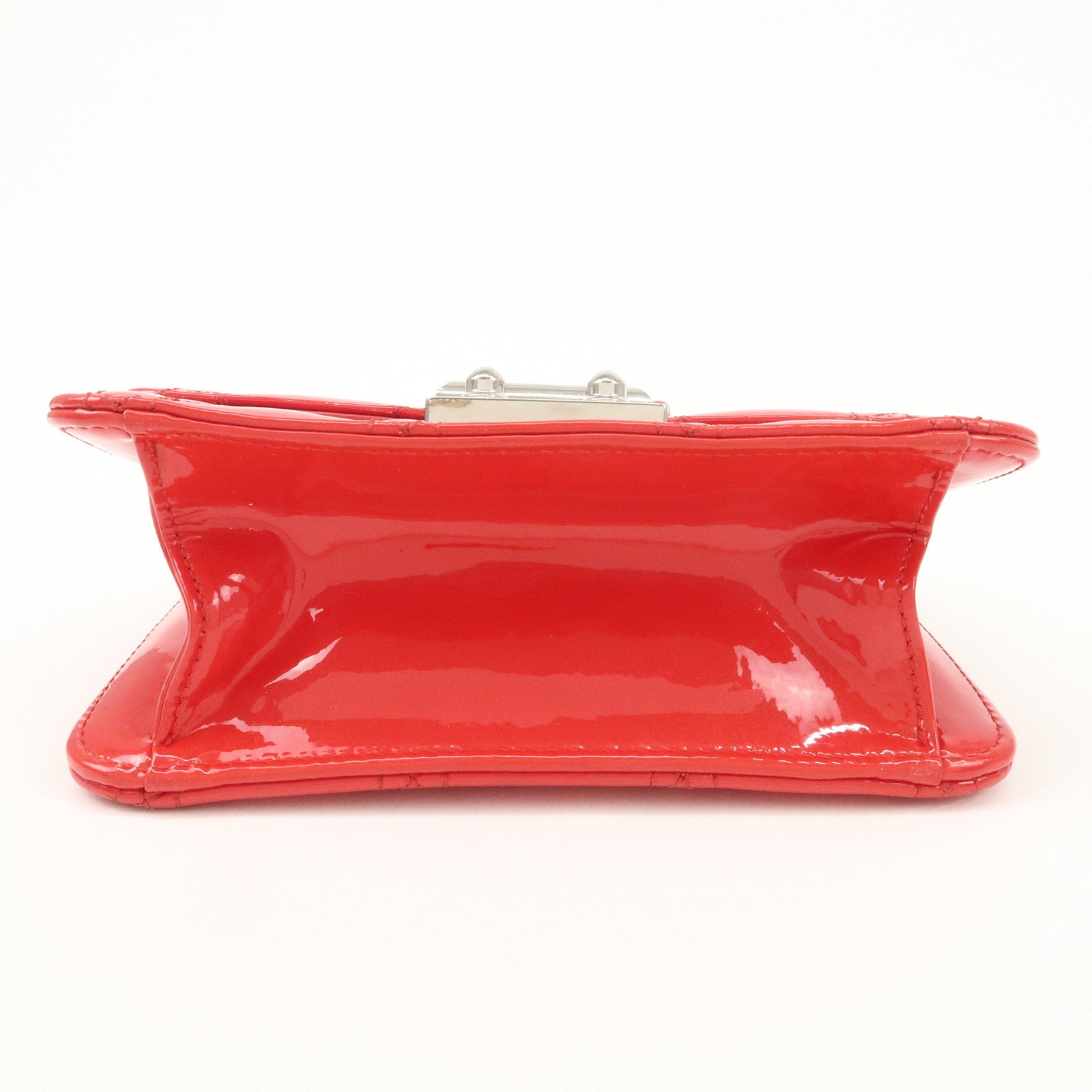 Christian Dior Cannage Patent Leather Chain Shoulder Bag COW Red Used