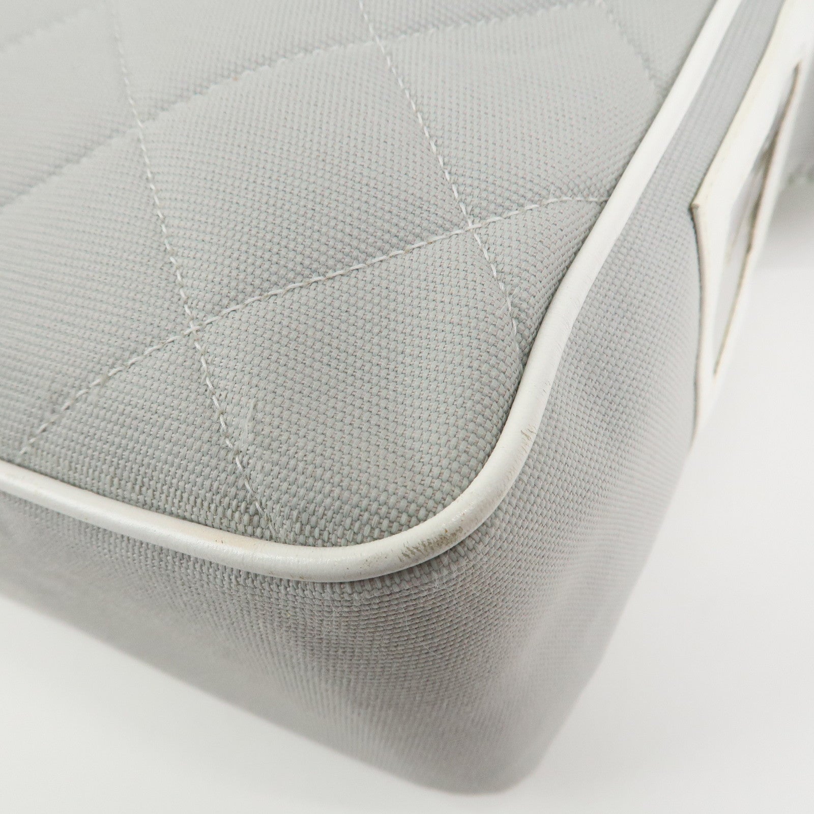 CHANEL Sports Line COCO Mark Canvas Leather Shoulder Bag Gray White