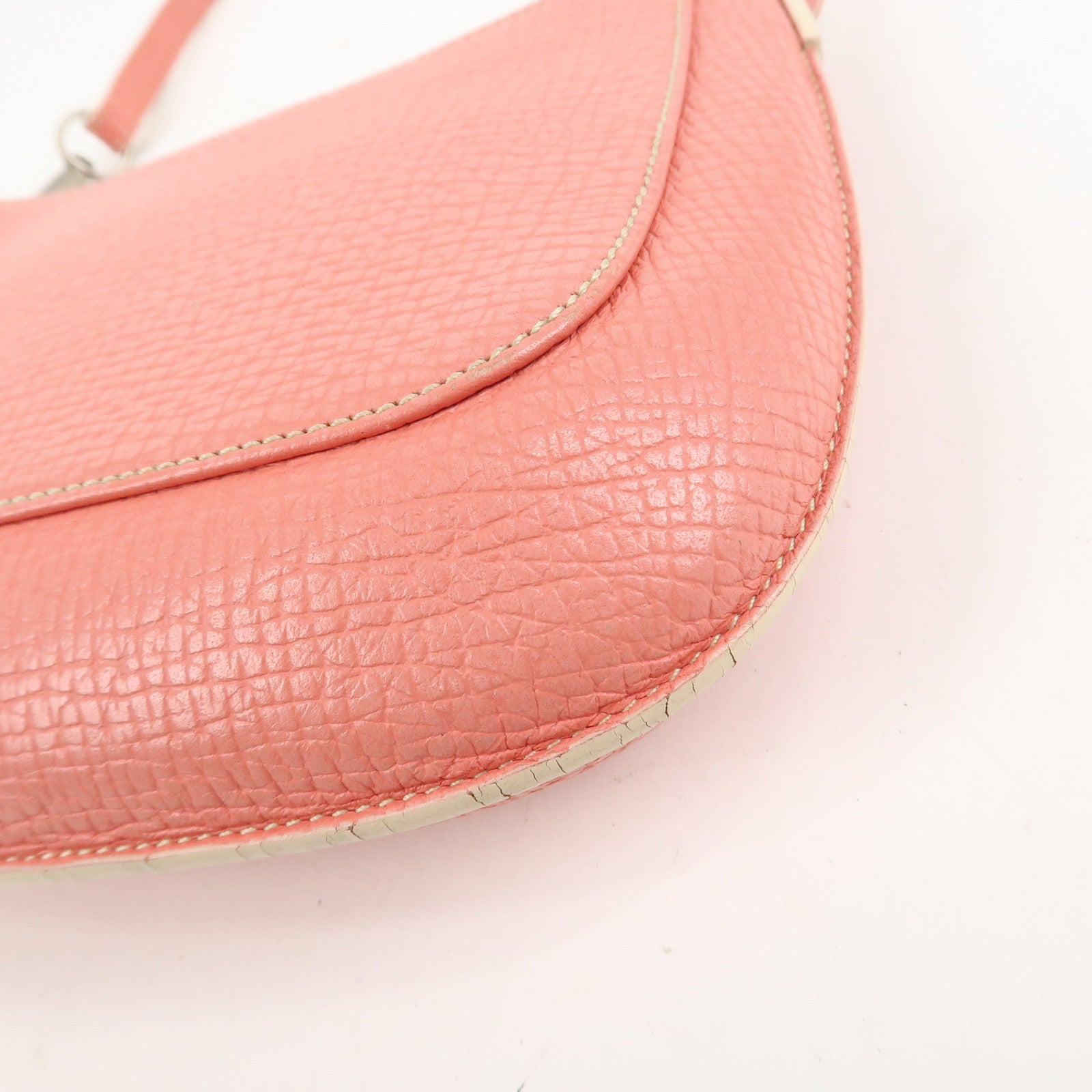 LOEWE Leather Shoulder Bag Hand Bag Pink Silver Hardware