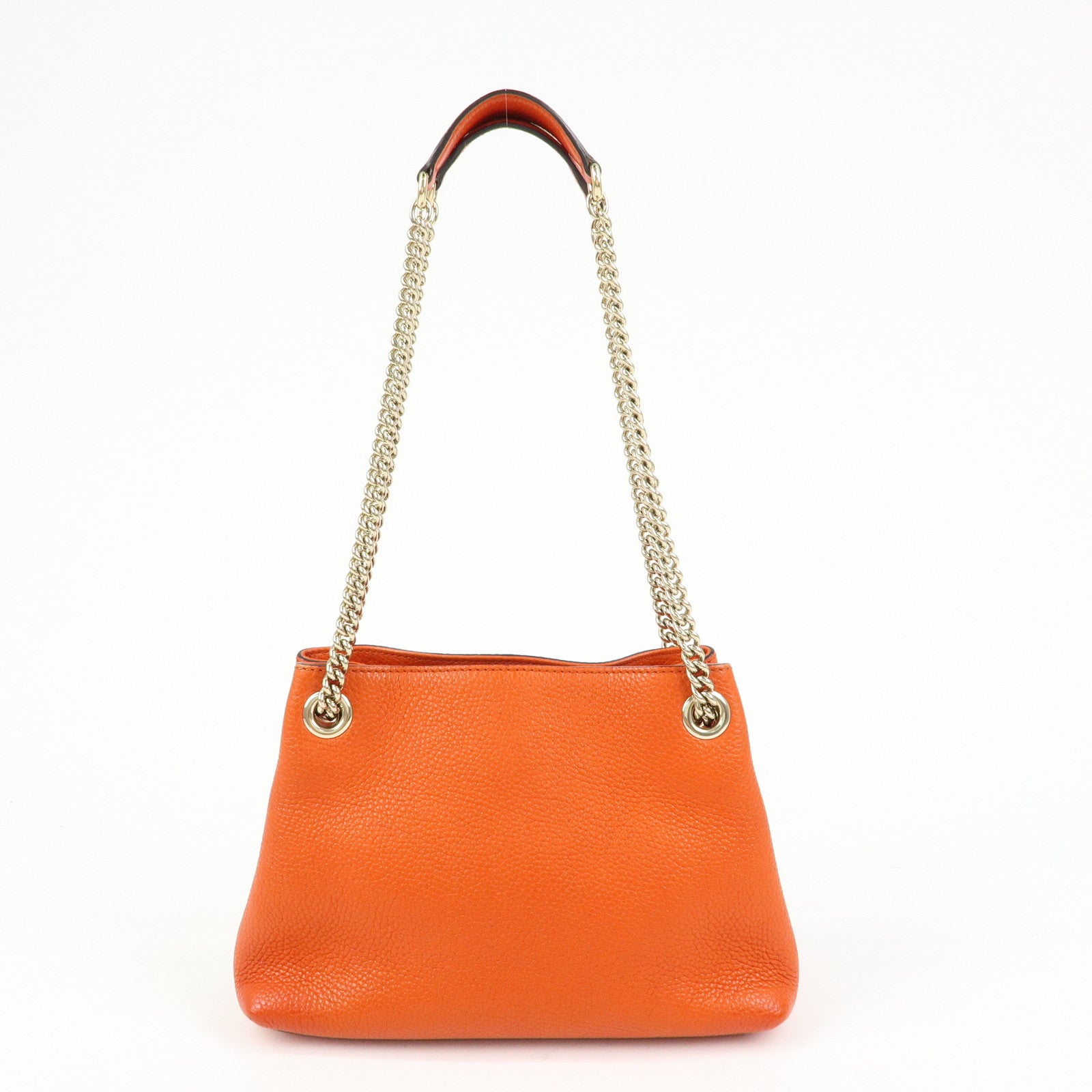 GUCCI SOHO Leather Tassel Chain Shoulder Bag Orange 387043