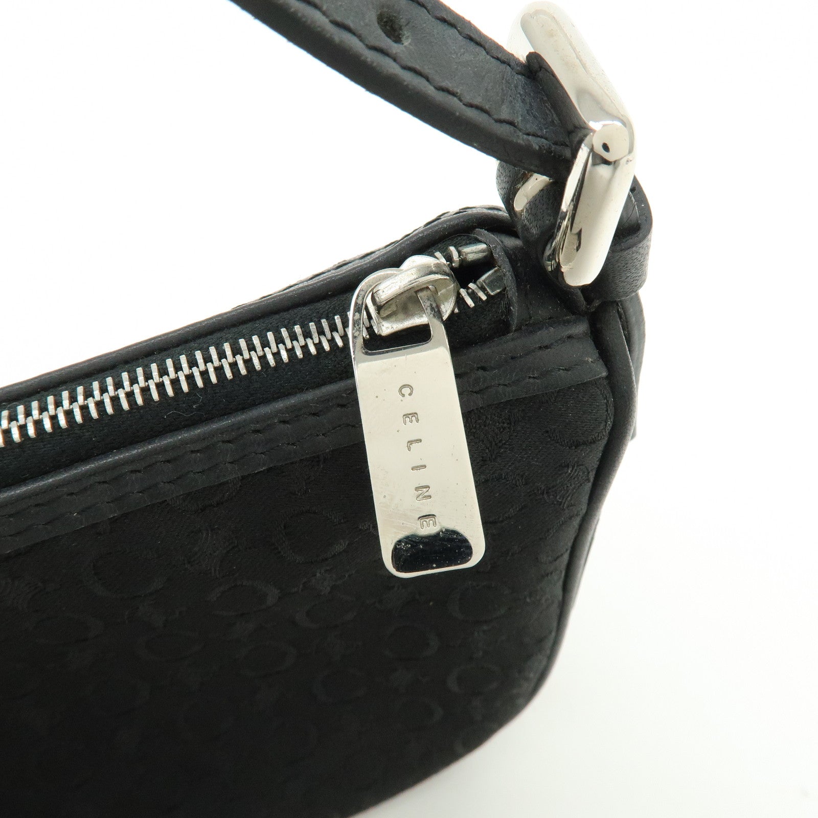 CELINE C Macadam Leather Shoulder Hand Bag Accessory Pouch Black