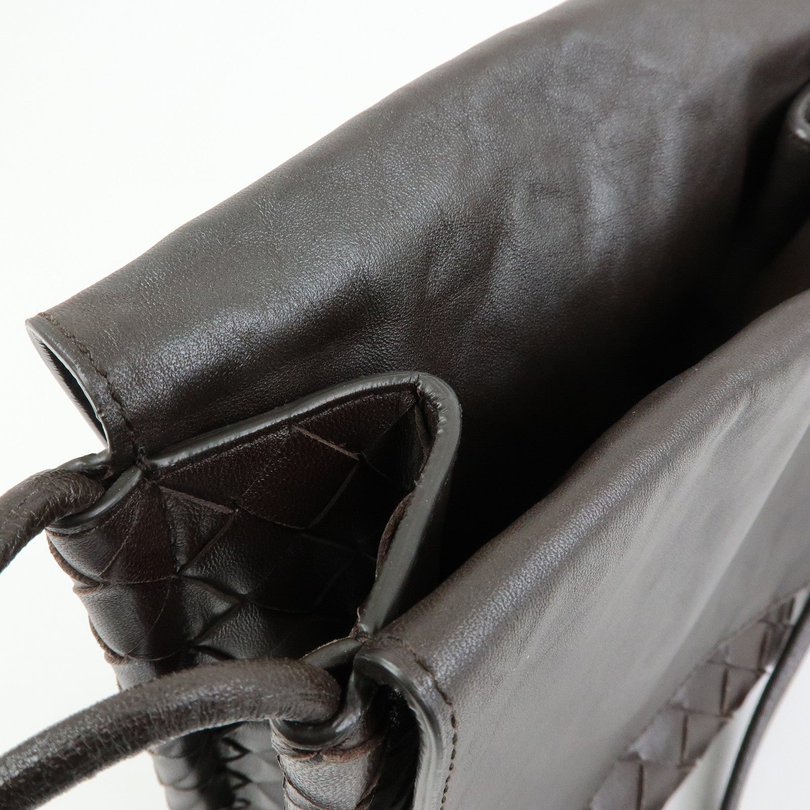 BOTTEGA VENETA Intrecciato Leather Shoulder Bag Hand Bag Brown