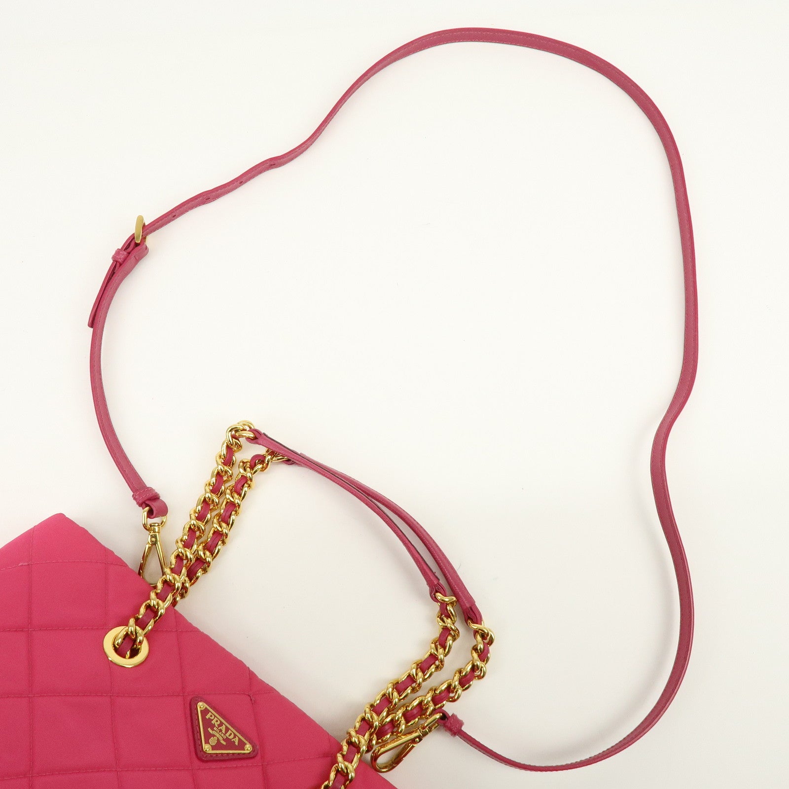 PRADA Triangle Logo Nylon 2Way Hand Bag Shoulder Bag Pink BN2740