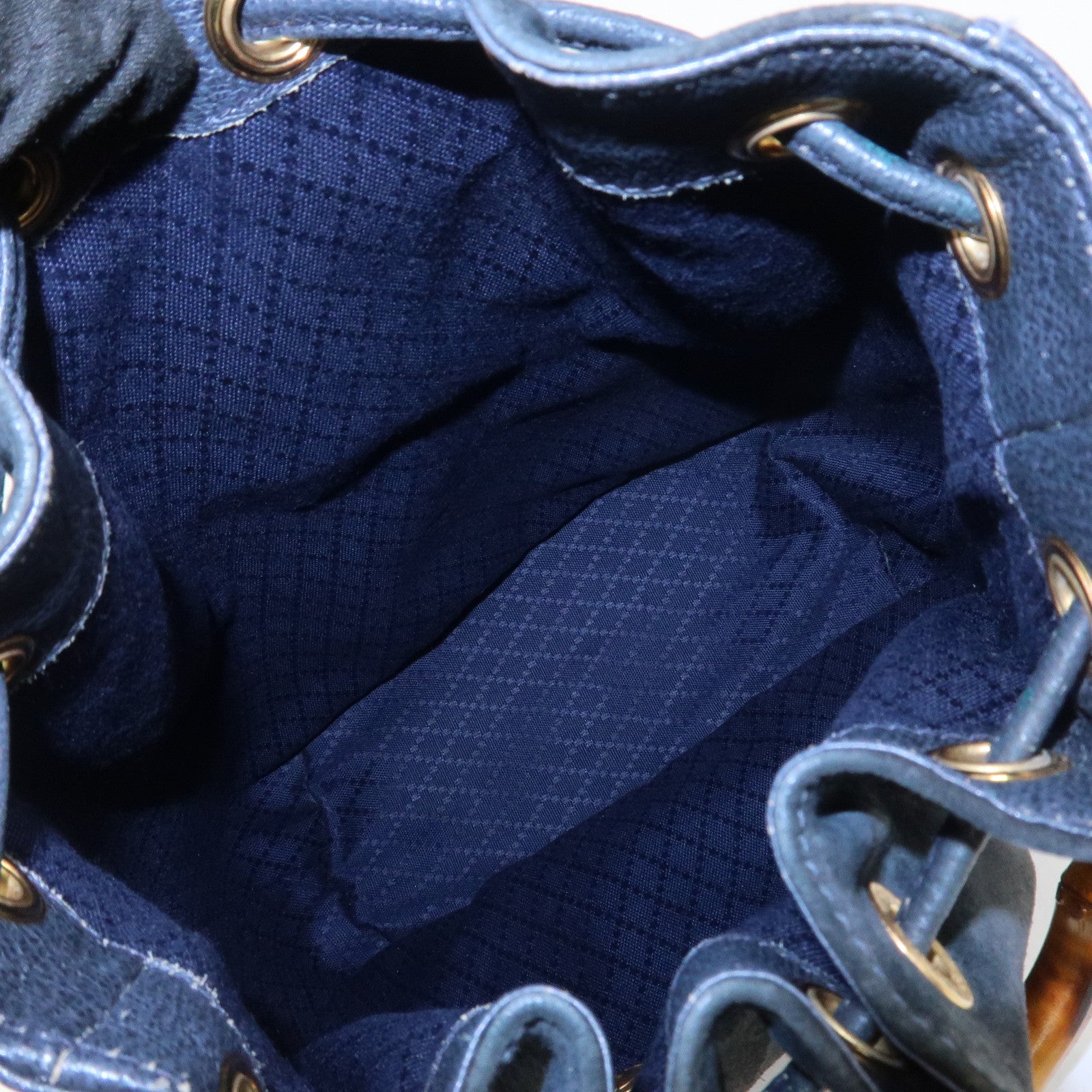 GUCCI Bamboo 2Way Bag Hand Bag Shoulder Bag Dark Navy 001繝サ2865