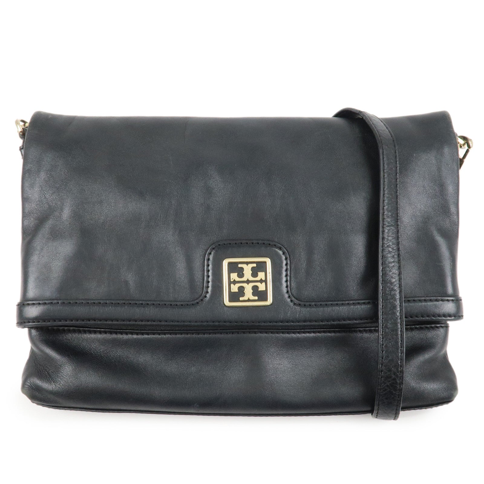 Tory Burch Leather 2Way Bag Shoulder Bag Black Gold HDW Used