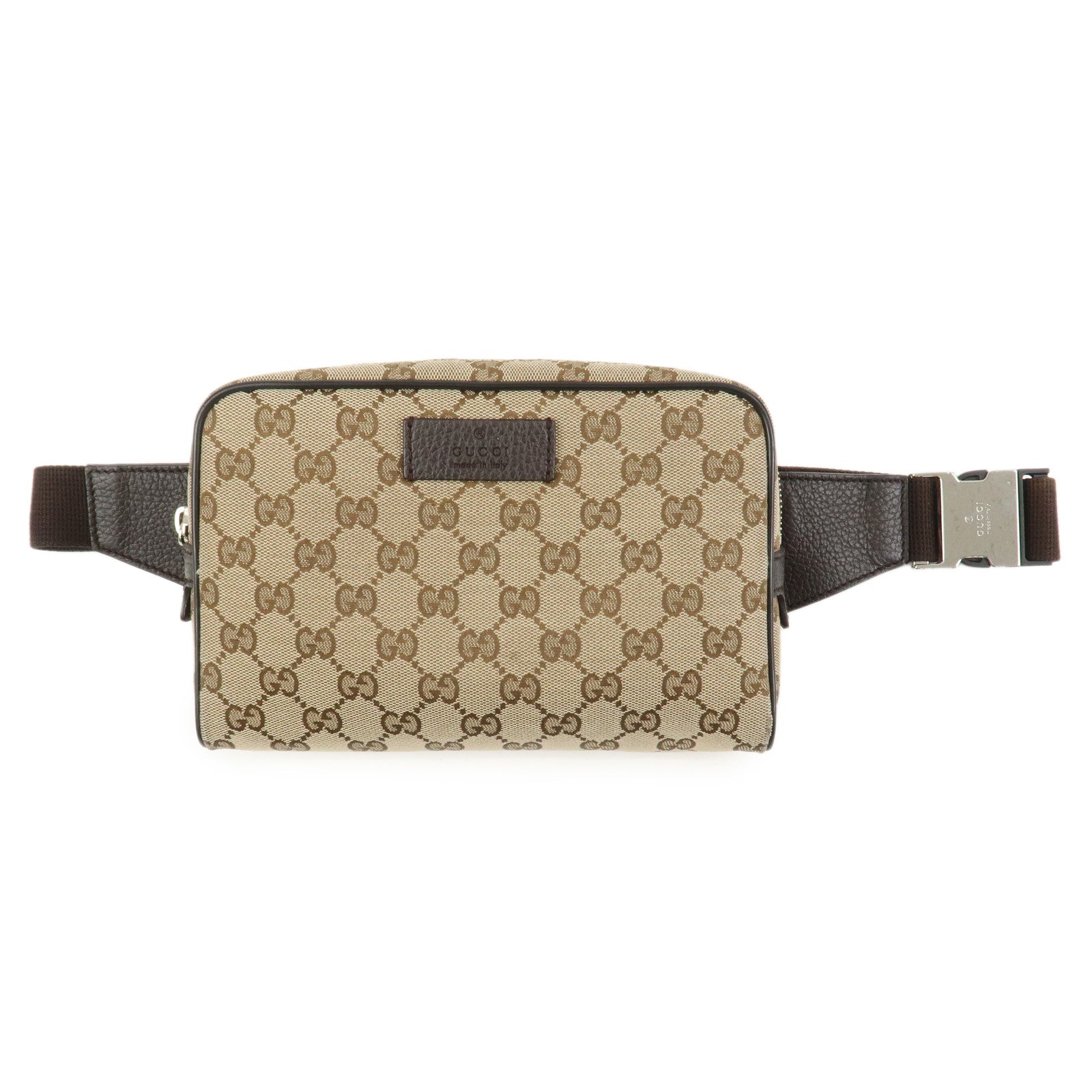 GUCCI GG Canvas Leather Waist Bag Crossbody Bag Beige Brown 449174