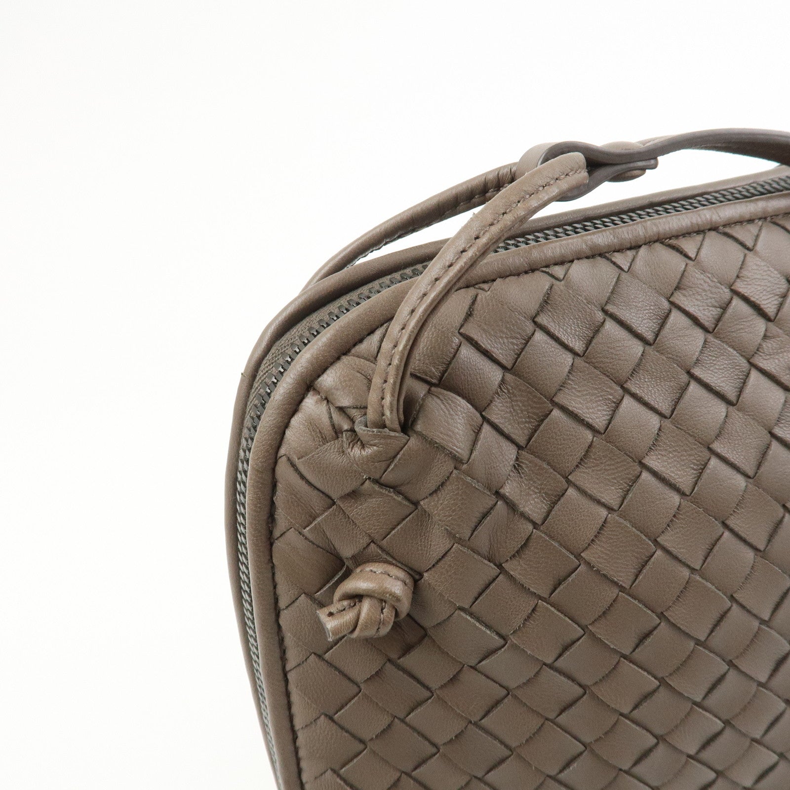 BOTTEGA VENETA Intrecciato Leather Shoulder Crossbody Bag Greige