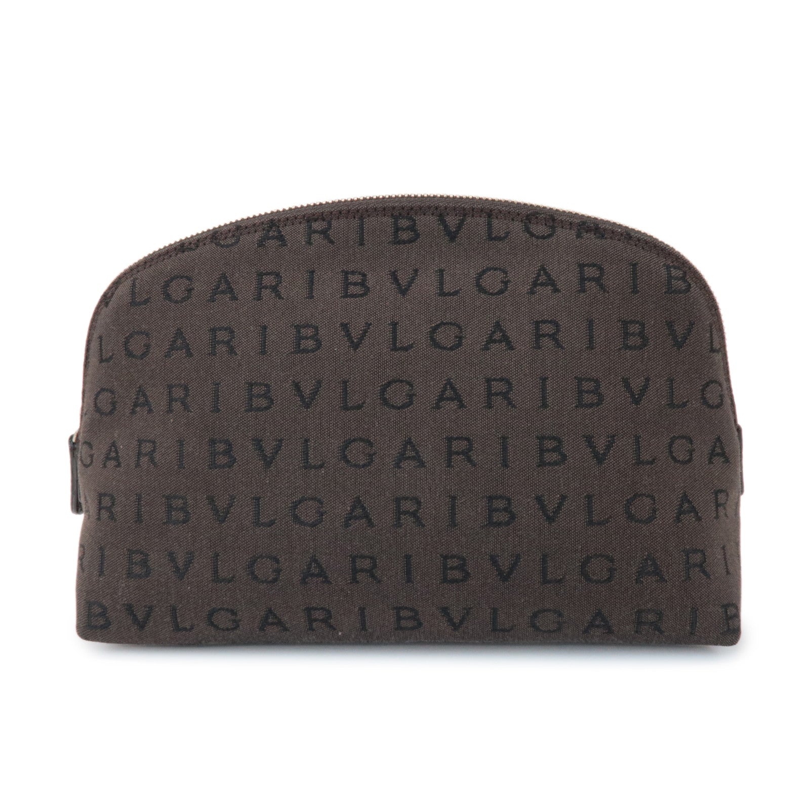 BVLGARI Logomania Canvas Pouch Cosmetic Pouch Dark Brown