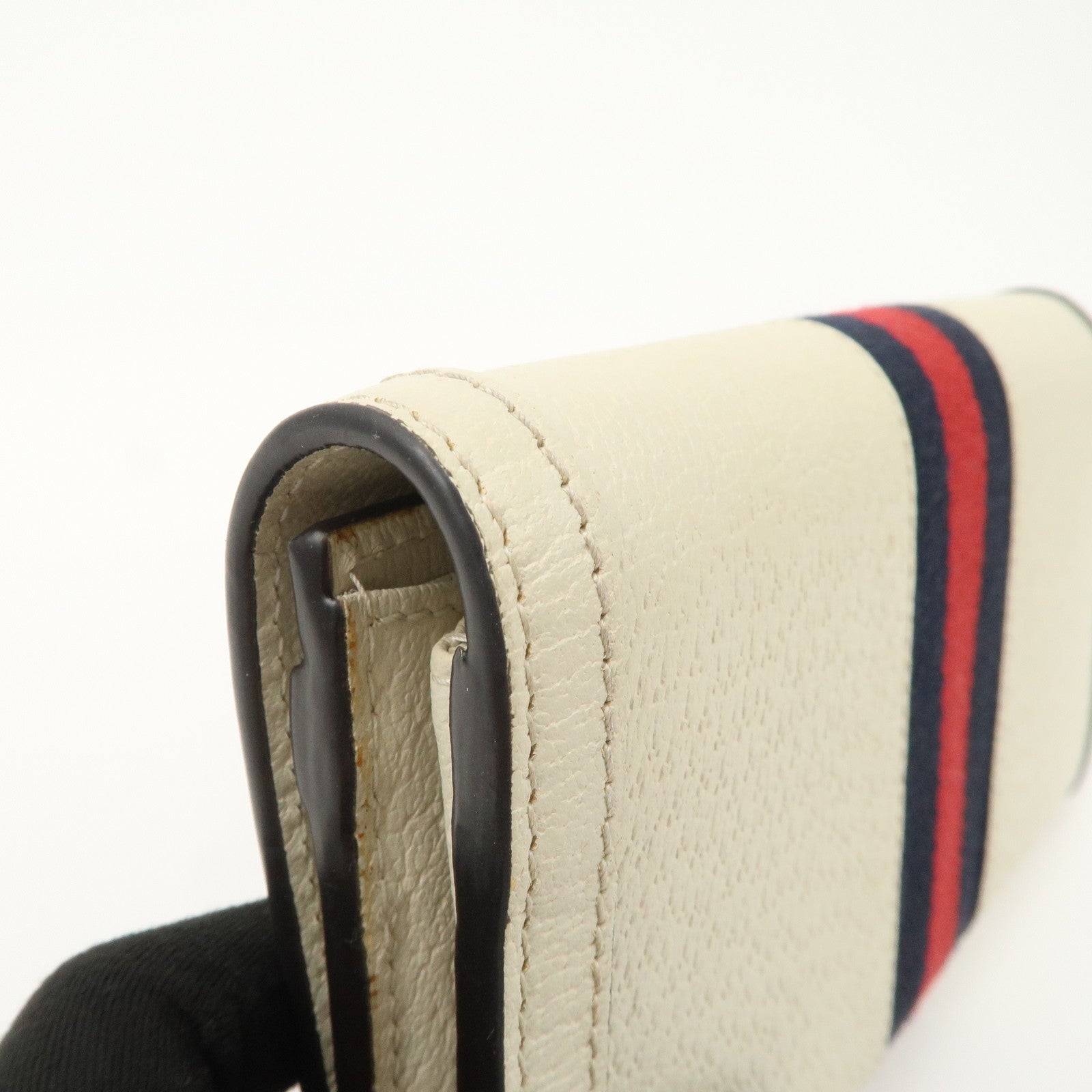 GUCCI Ophidia Sherry GG Marmont Leather Bi-fold Long Wallet Ivory 523153