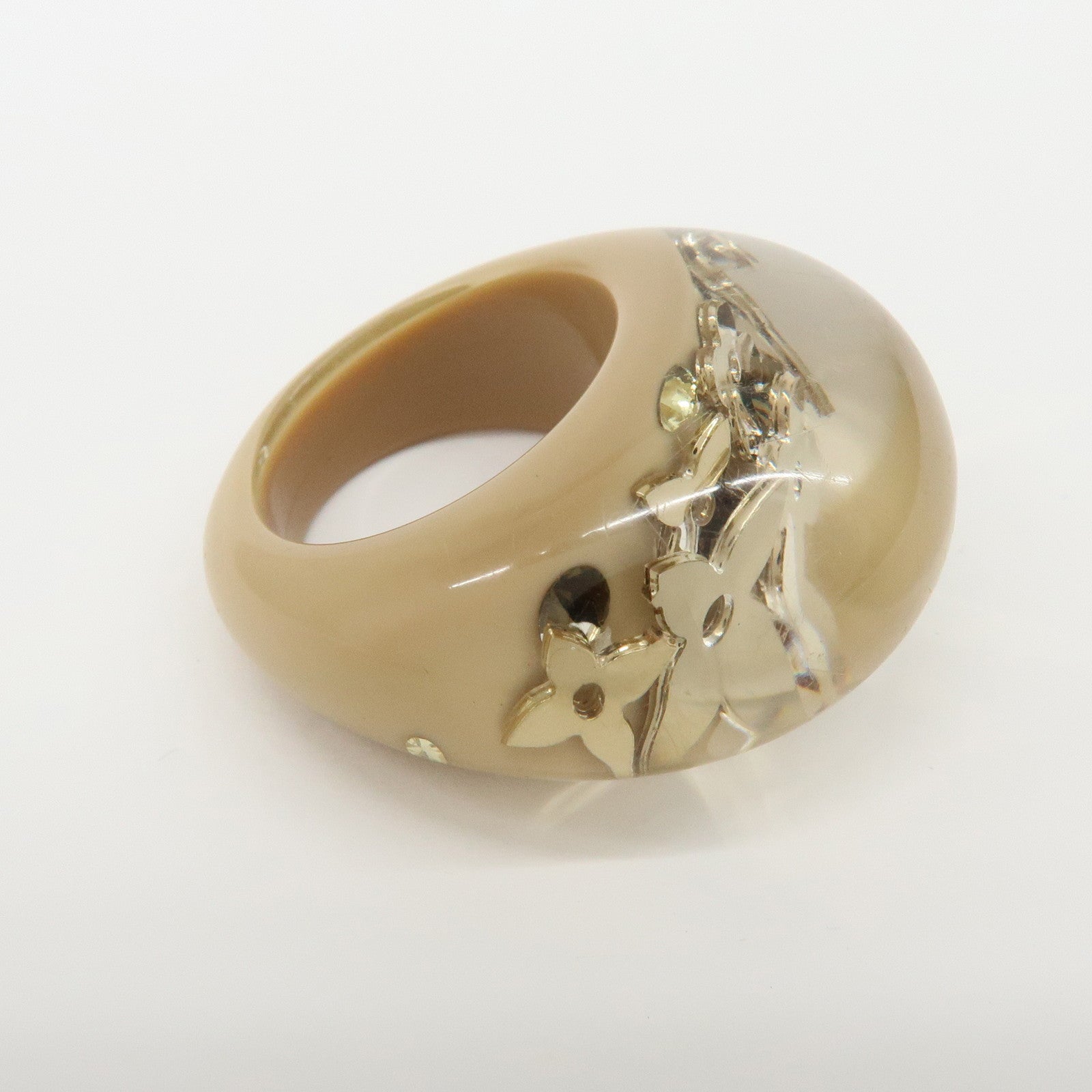 Louis Vuitton Burg Inclusion Resin Ring Beige Gold US6.5 M65311