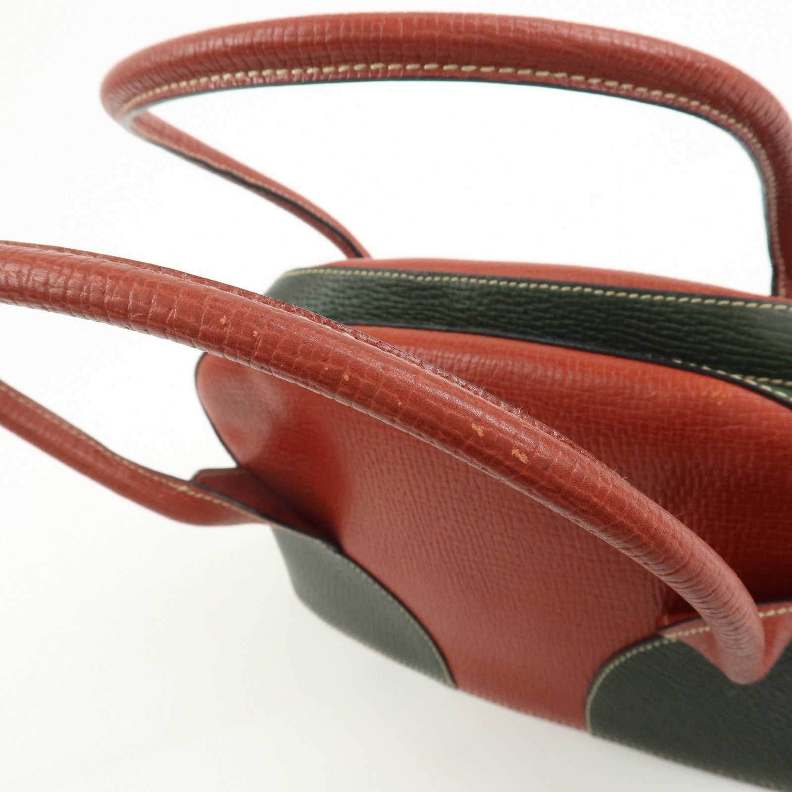 LOEWE Embossed Leather Shoulder Bag Hand Bag Green Red Brown