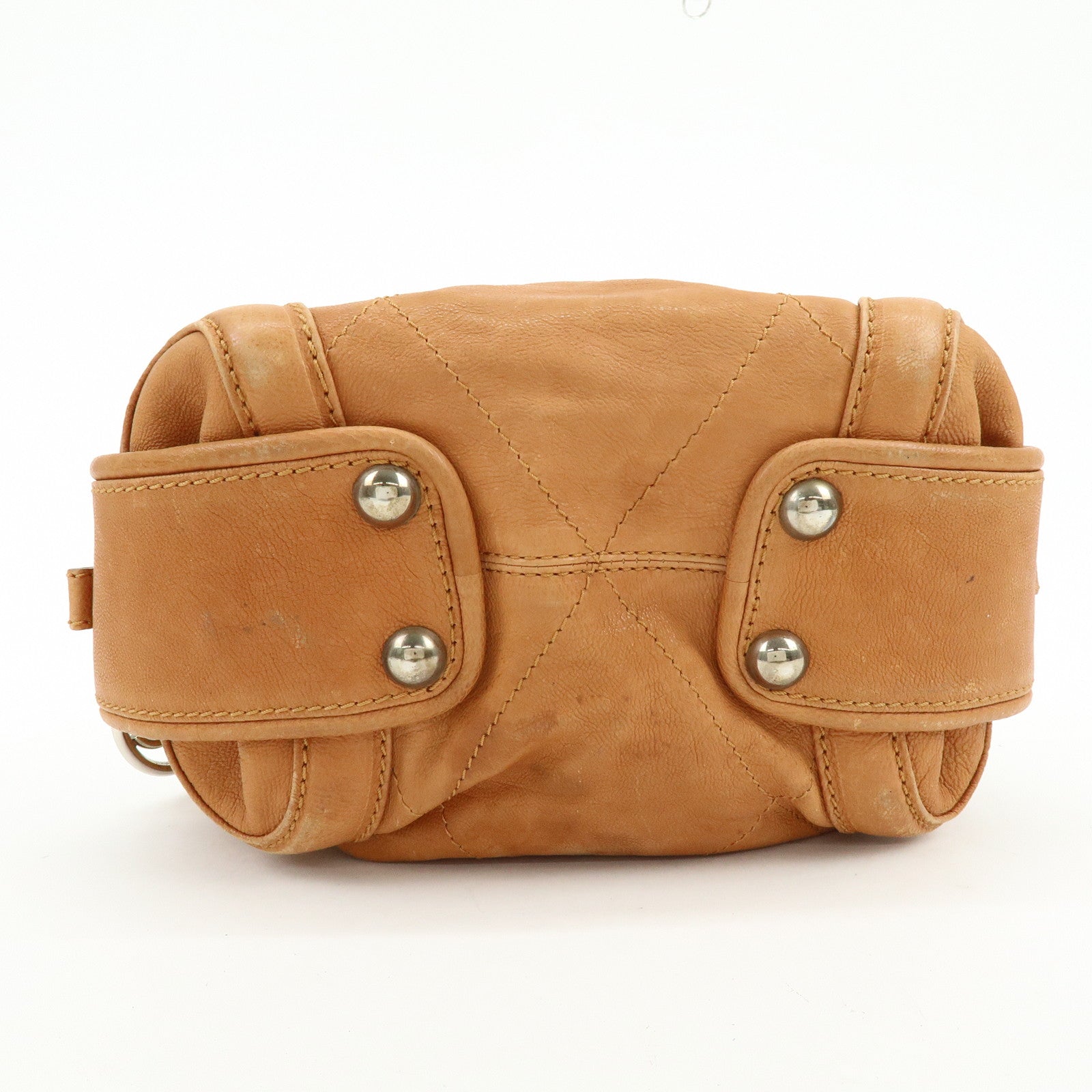 CHANEL COCO Mark Calf Leather Hand Bag Brown