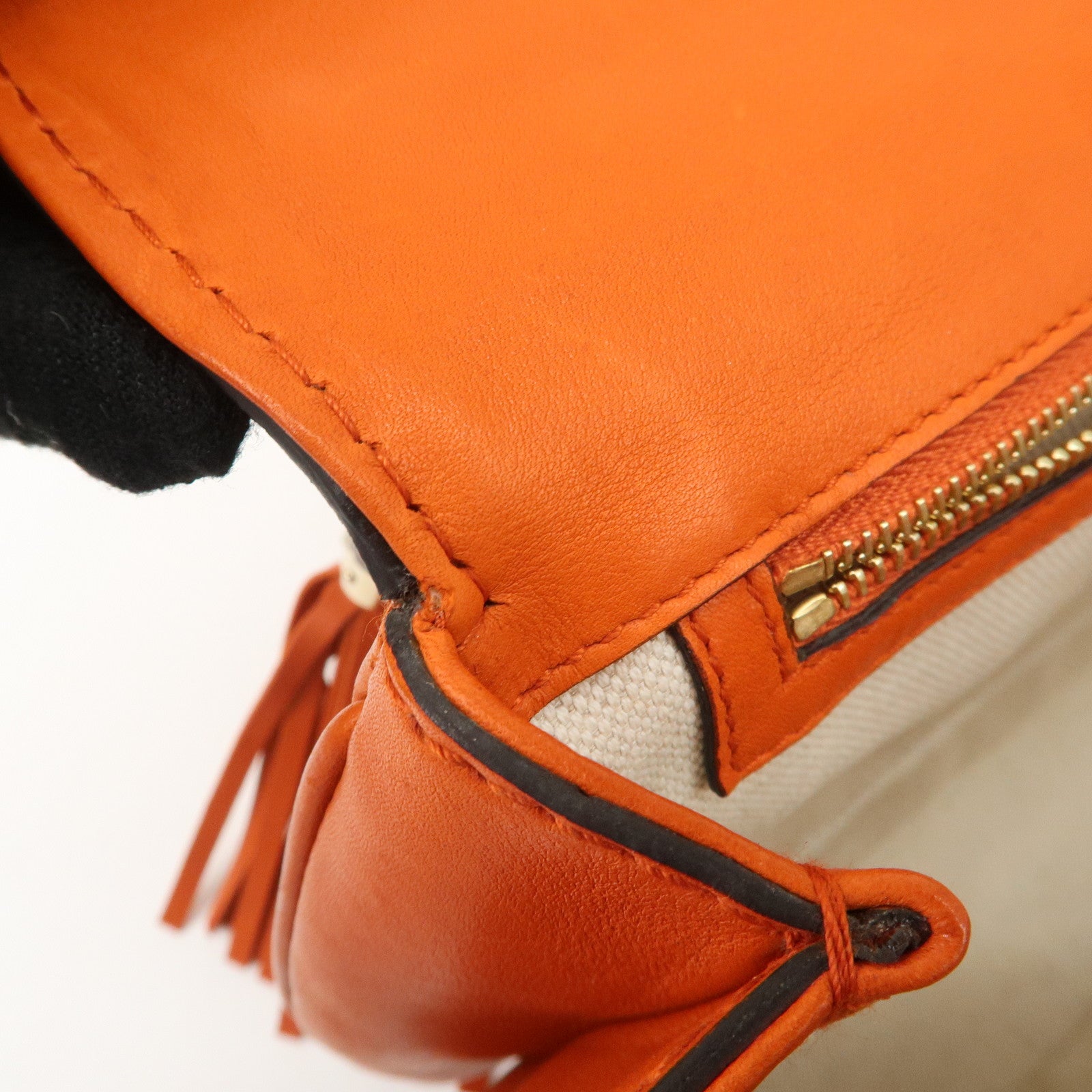 GUCCI Bamboo Leather 2Way Bag Hand Bag Shoulder Bag Orange 254884 Used