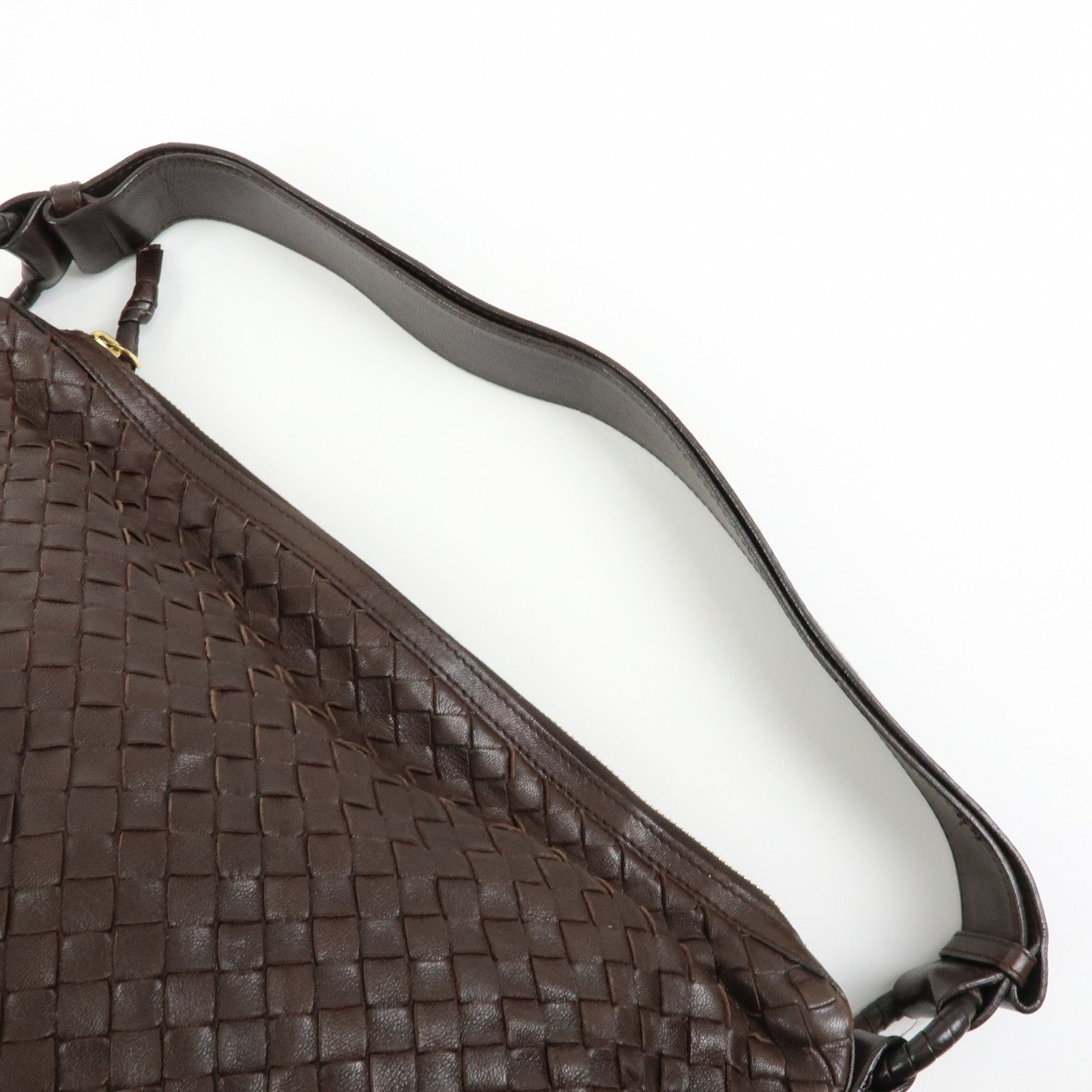 BOTTEGA VENETA Intrecciato Leather Shoulder Bag Brown 115658