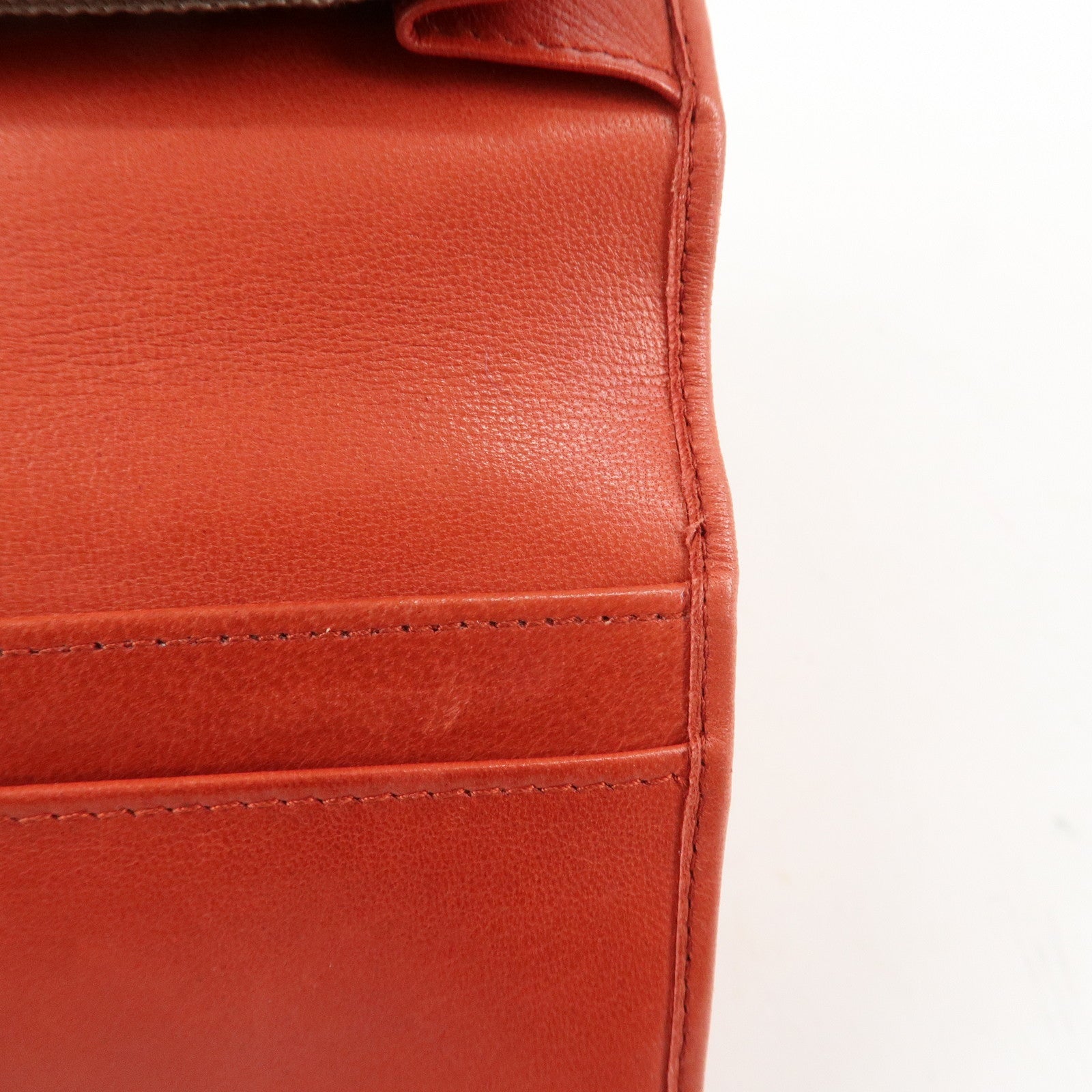 CHANEL Mademoiselle COCO Mark Lamb Skin Long Wallet Red Used