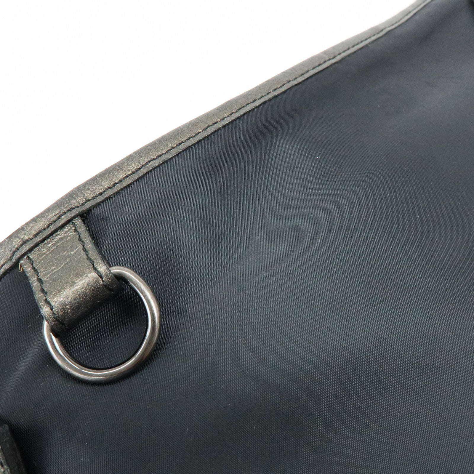 BURBERRY Logo Nylon Leather Shoulder Bag Hand Bag Black Bronze