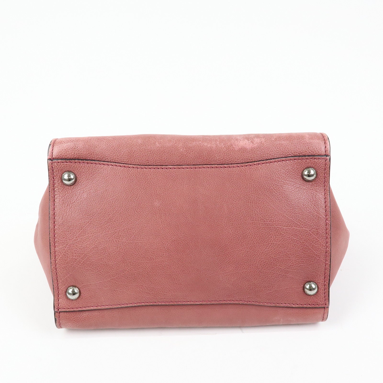 PRADA Triangle Logo Leather 2Way Bag Hand Bag Shoulder Bag Pink