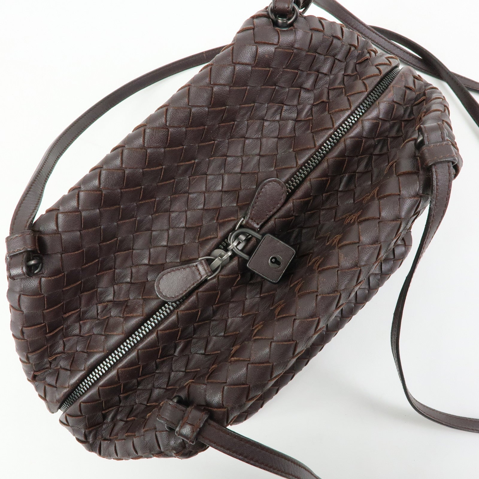 BOTTEGA VENETA Intrecciato Leather Shoulder Bag Brown 255693