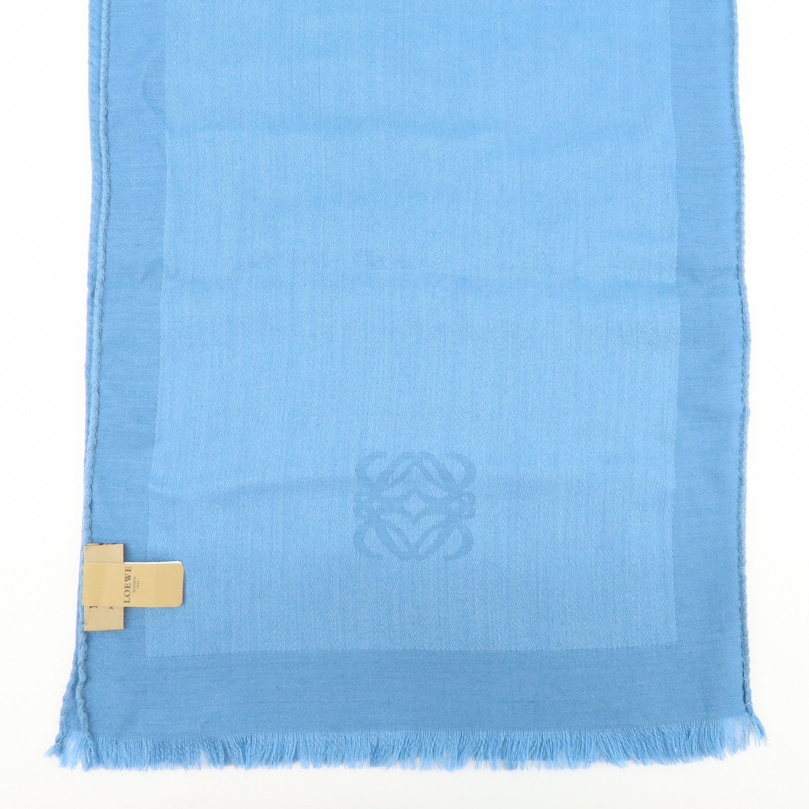 LOEWE Anagram Wool Silk 32×184 Scarf Blue
