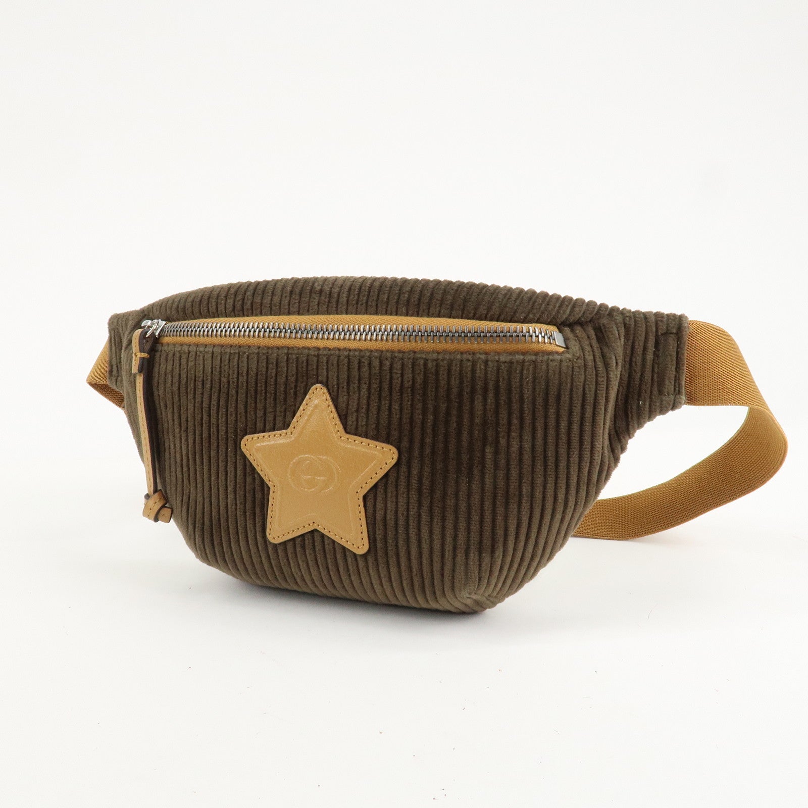 GUCCI Children's Corduroy Body Bag Waist Bag Brown Khaki 502095 Used