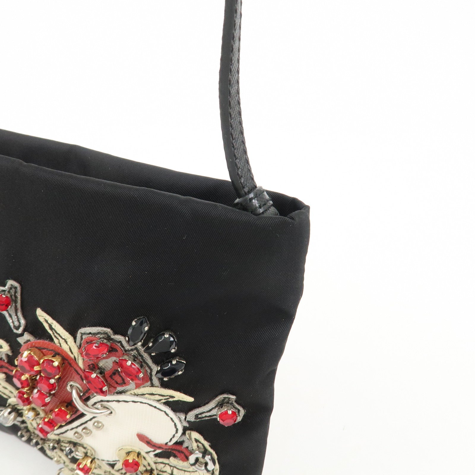 PRADA Evening Heart Nylon Saffiano Leather Shoulder Bag 1N1588