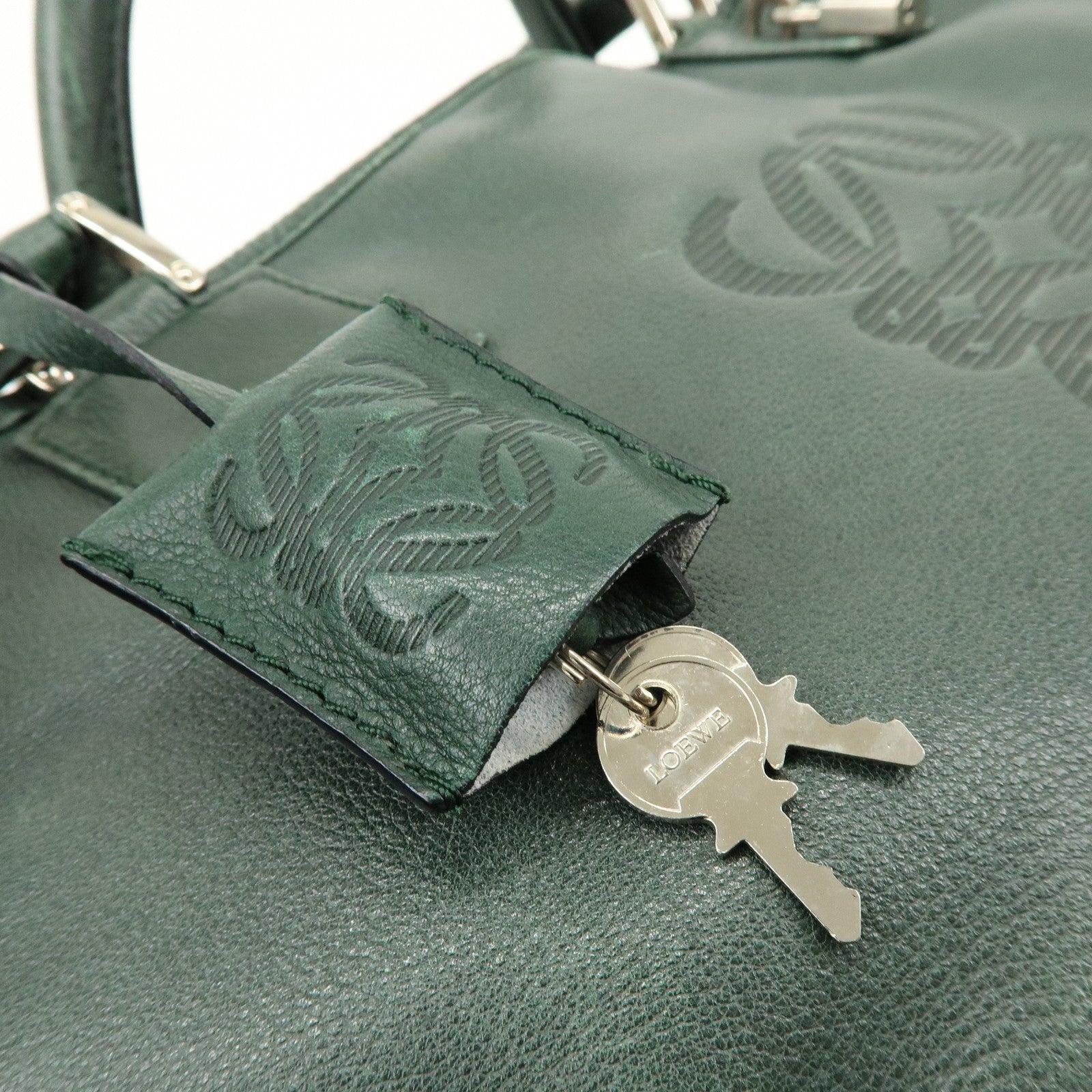 LOEWE Anagram Leather Tote Bag Hand Bag Green