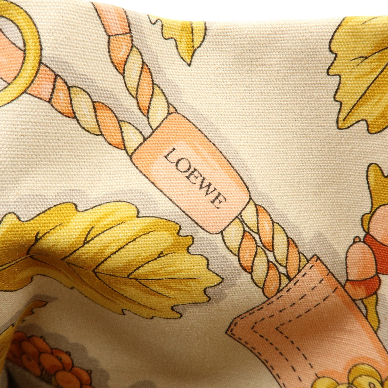 LOEWE Scarf Design Canvas Leather Shoulder Bag Beige Pink