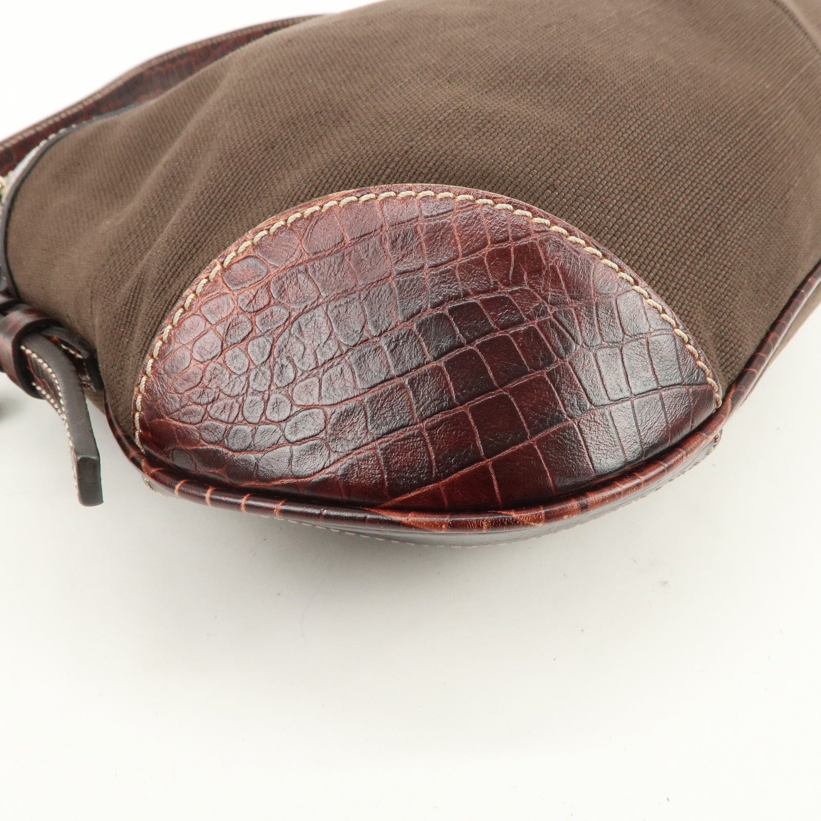 CELINE Canvas Leather Shoulder Bag Hand Bag Brown