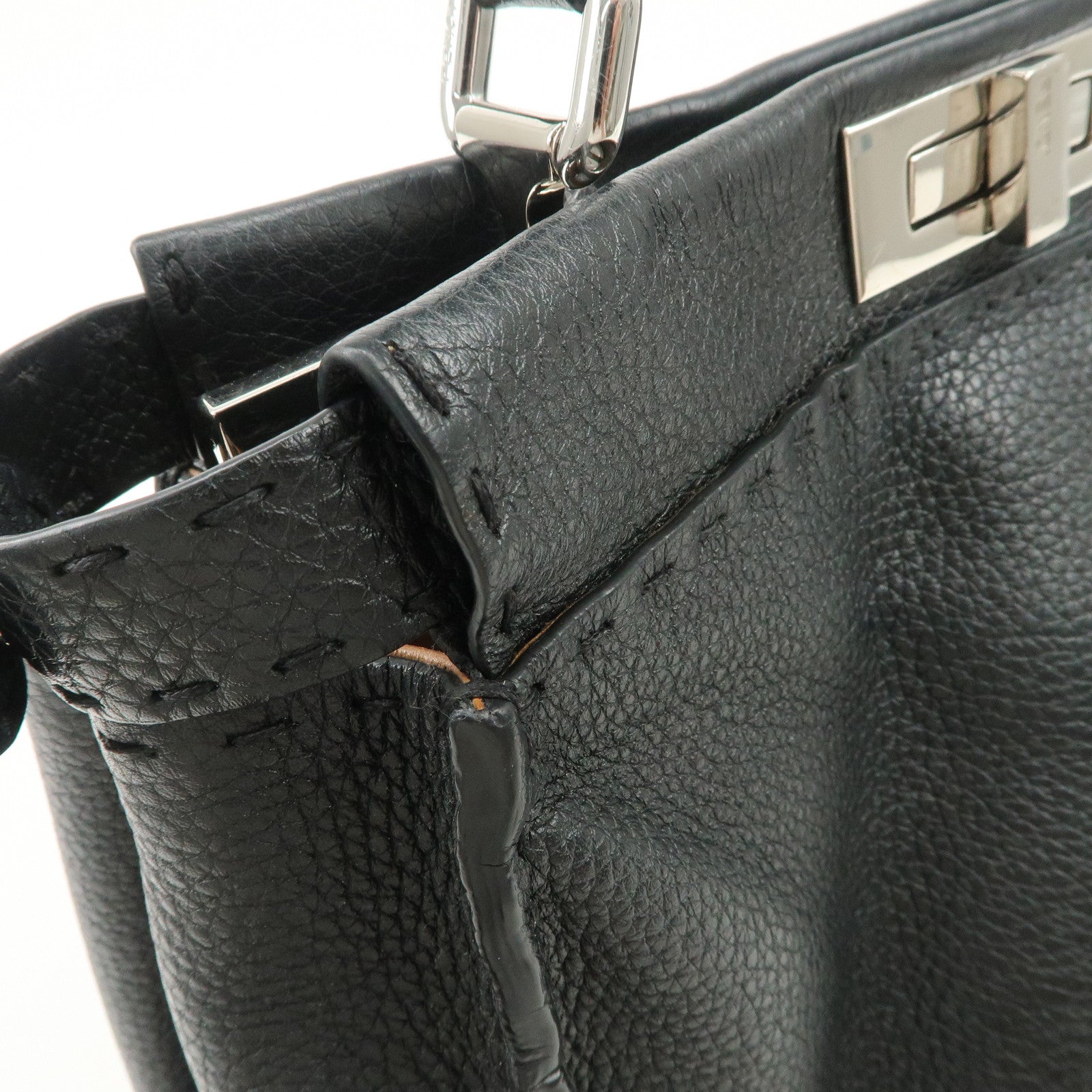 FENDI Selleria Peekaboo Regular Leather 2Way Shoulder Bag 8BN290 Used