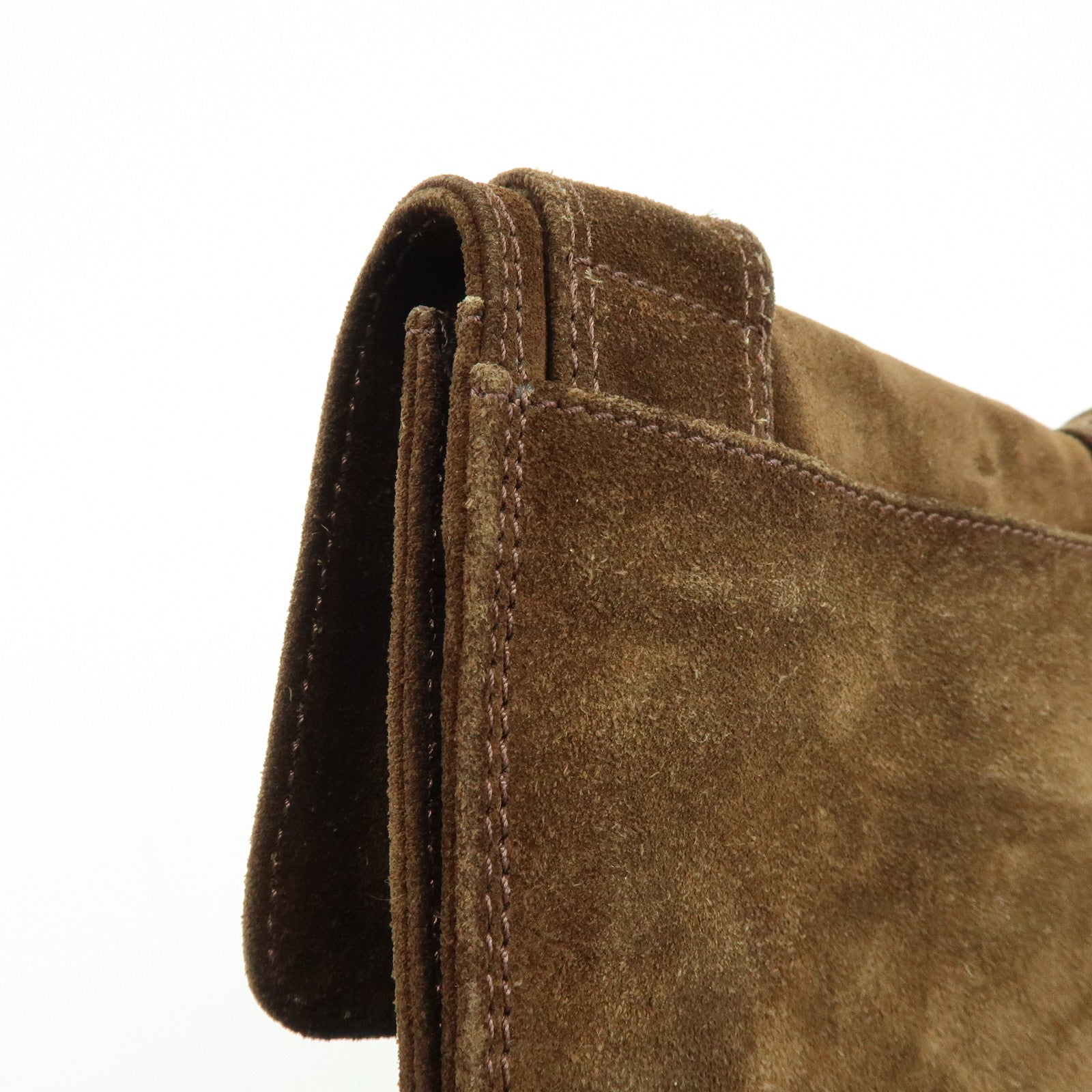 CHANEL Suede Shoulder Bag Crossbody Bag Brown